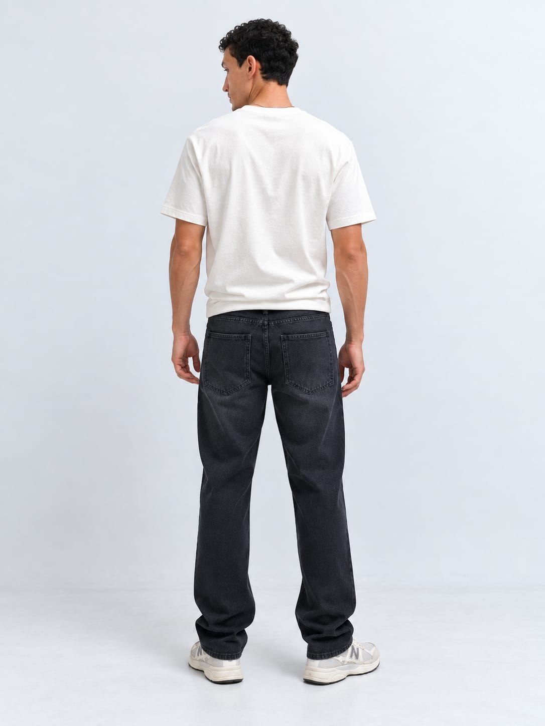 Straight Fit Washed Black Jeans Straight CIZARO - Cizaro Jeans