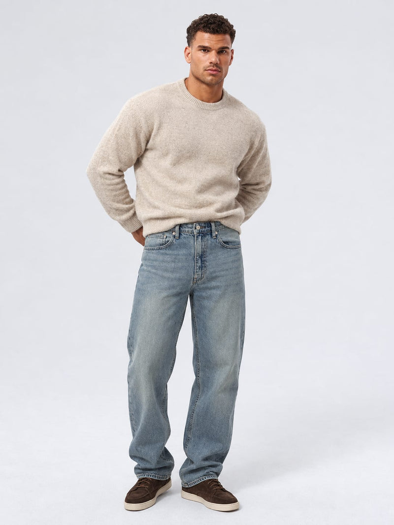 Straight Fit Mid Vintage Blue Jeans Straight CIZARO - Cizaro Jeans