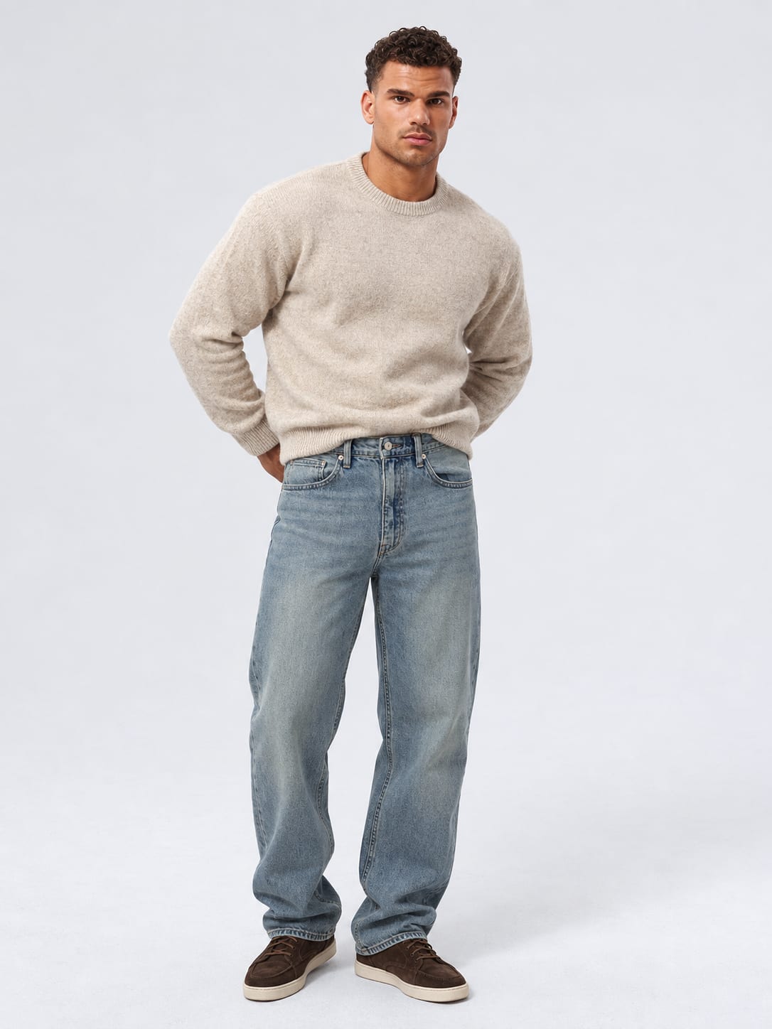 Straight Fit Mid Vintage Blue Jeans Straight CIZARO - Cizaro Jeans