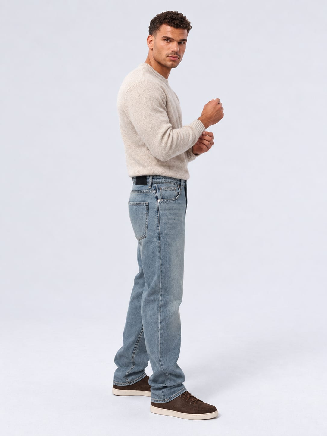 Straight Fit Mid Vintage Blue Jeans Straight CIZARO - Cizaro Jeans