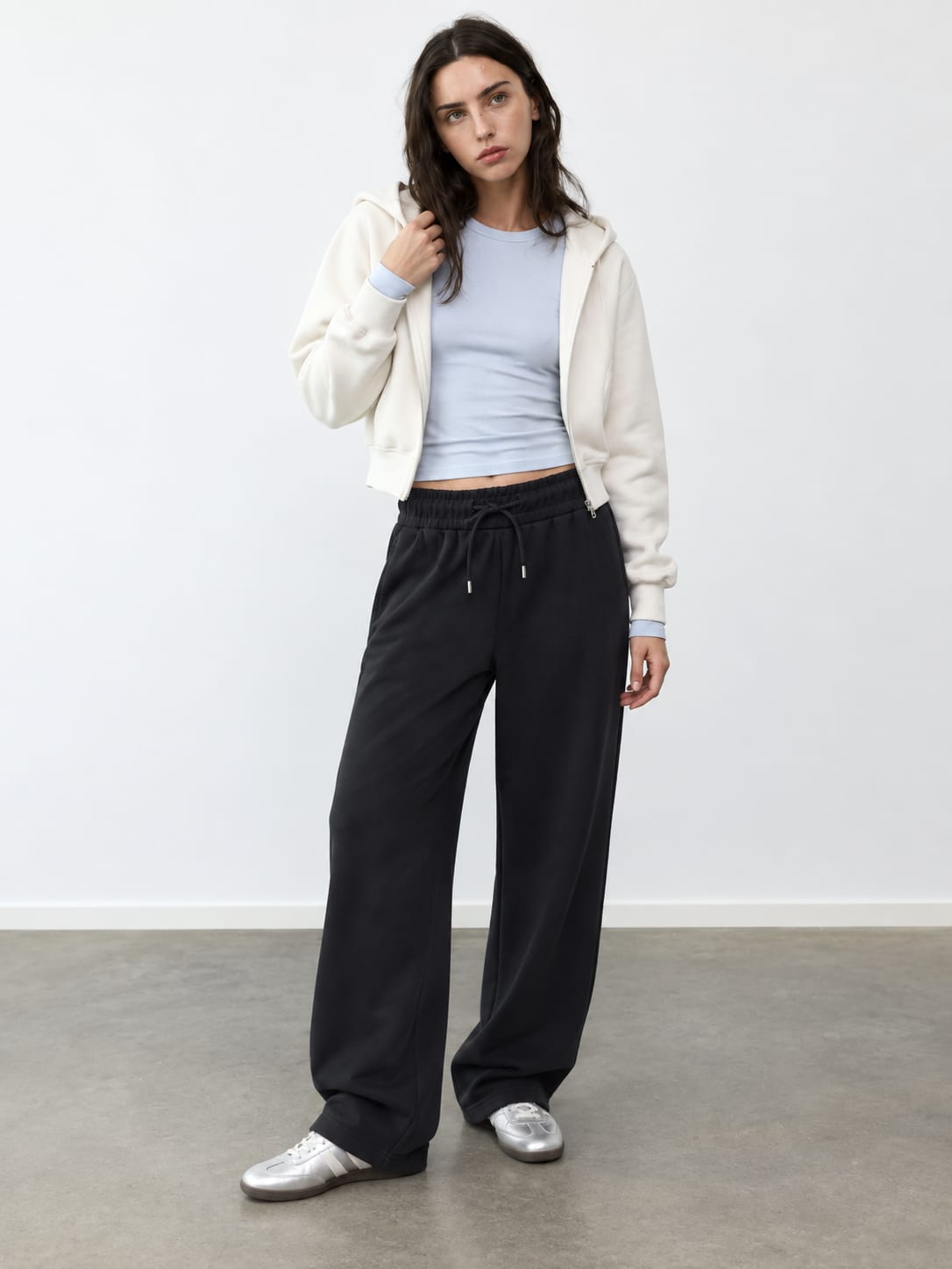 Black Wide-Leg Sweatpants Sweatpants CIZARO - Cizaro Jeans