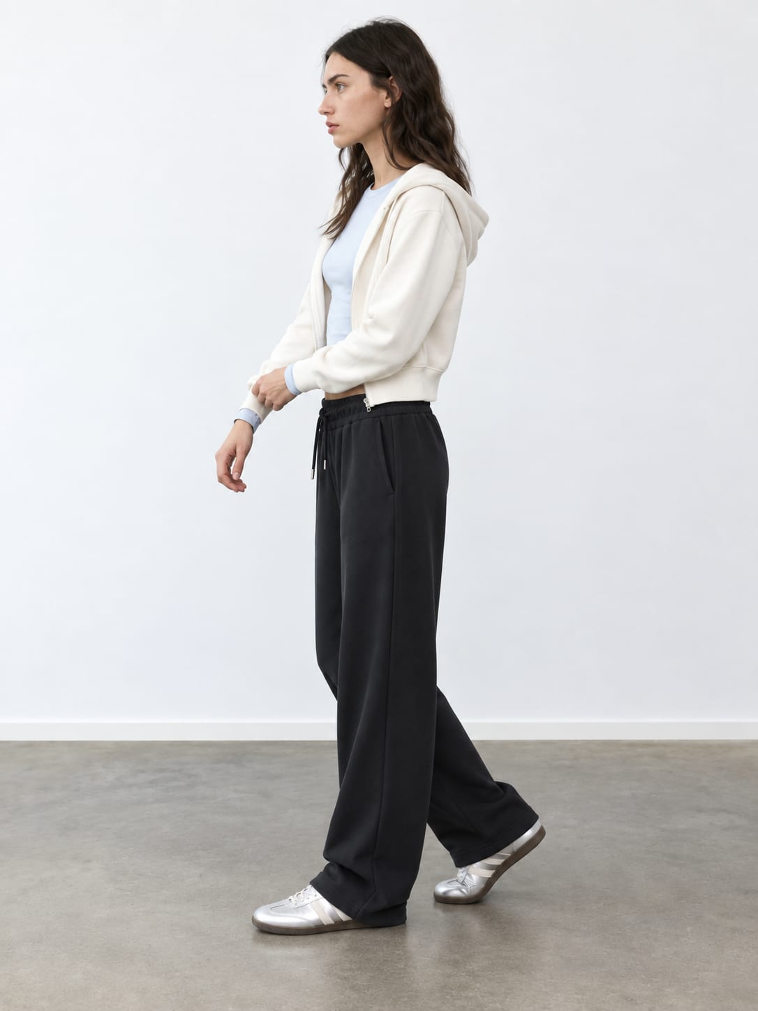 Black Wide-Leg Sweatpants Sweatpants CIZARO - Cizaro Jeans