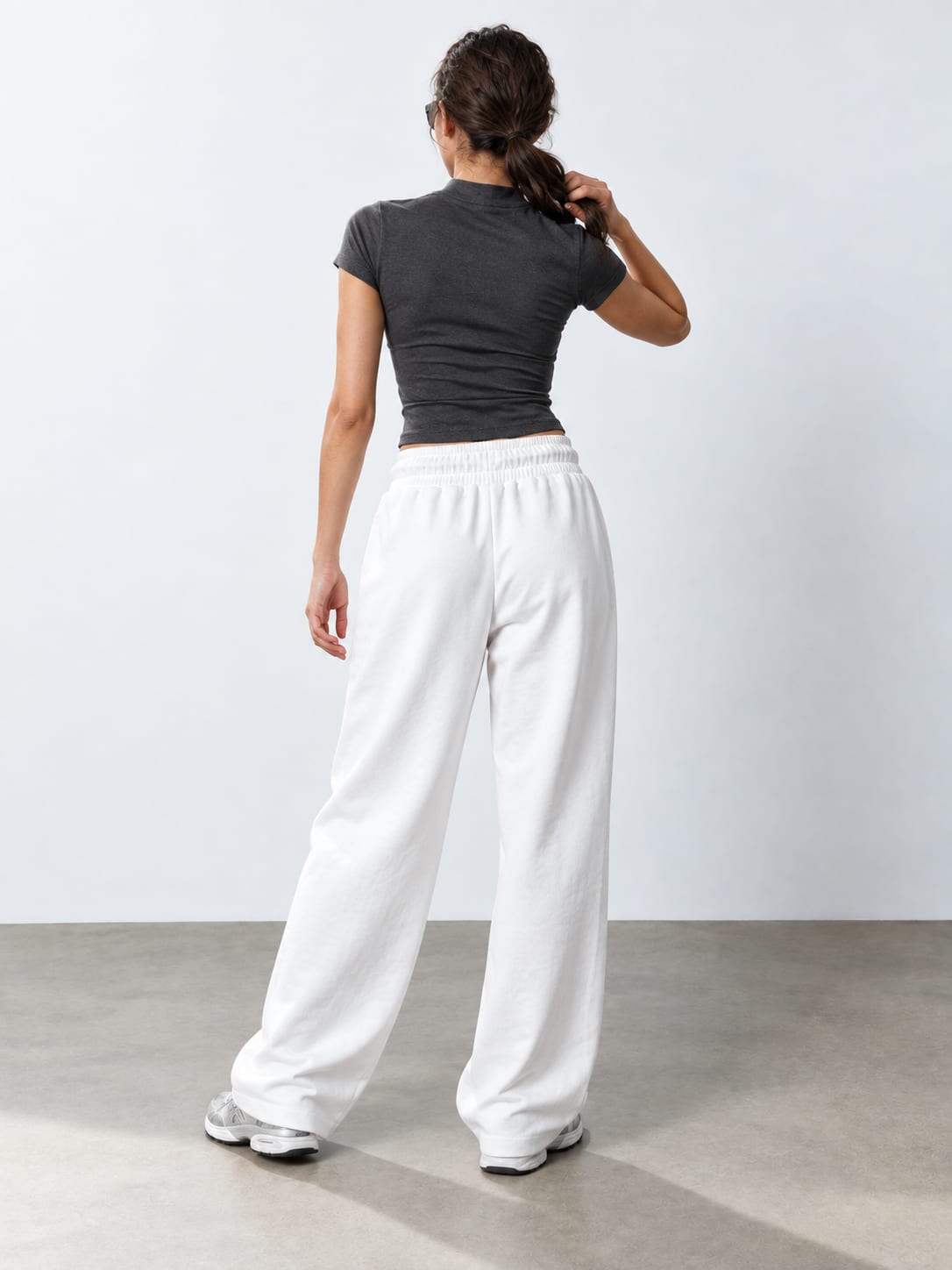 White Wide-Leg Sweatpants Sweatpants CIZARO - Cizaro Jeans