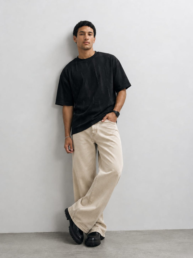 Black texture Oversized T-shirt T_SHIRT CIZARO - Cizaro Jeans
