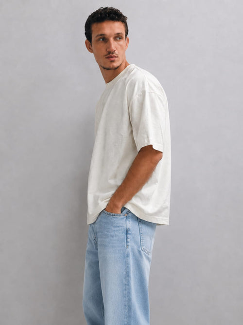 Off-White Textured Oversized T-Shirt T-SHIRT CIZARO - Cizaro Jeans