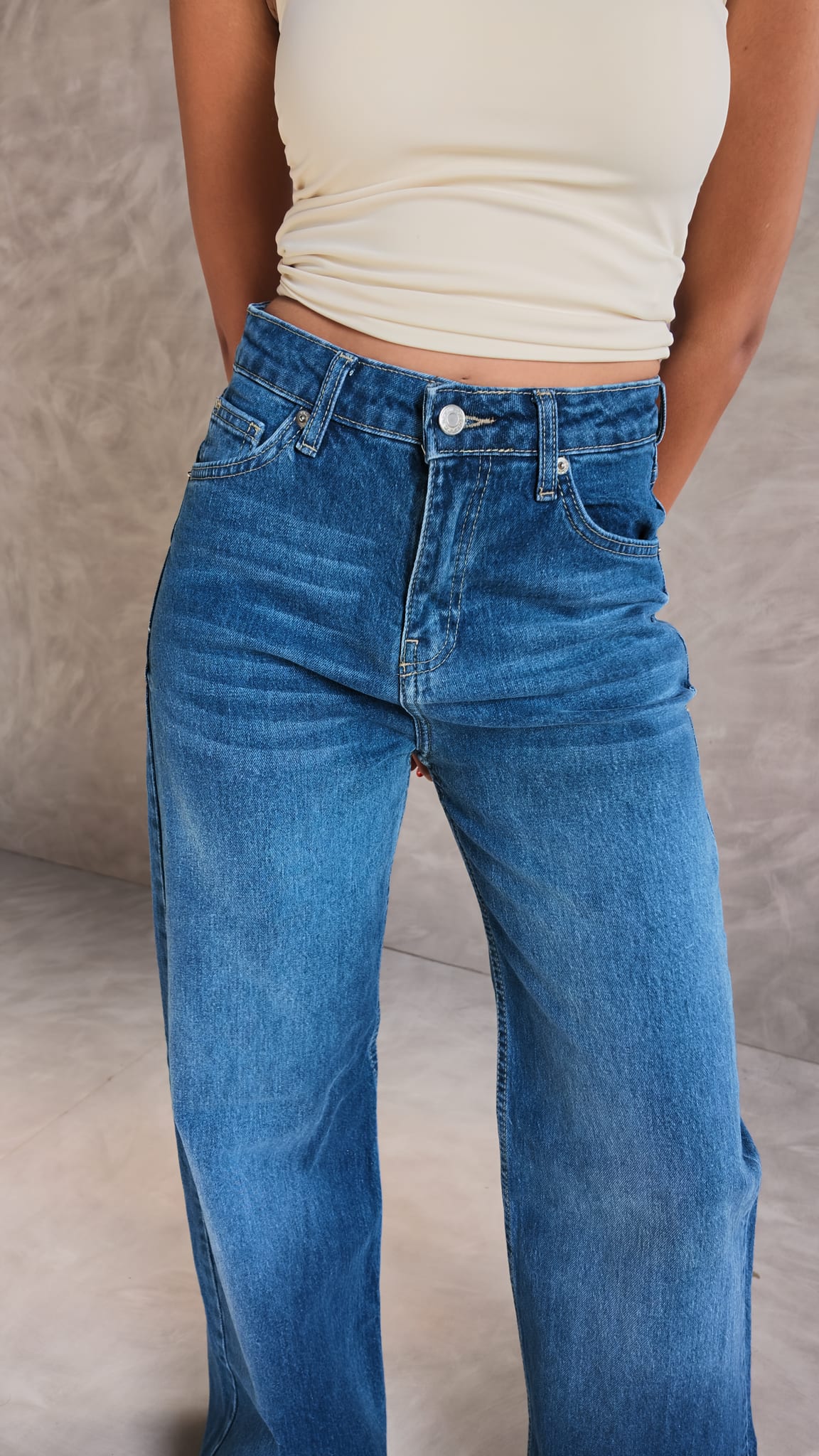 Ultra Comfort Baggy High-Waist Mid Vintage Blue Jeans