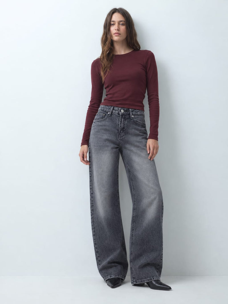 Ultra Comfort wide leg High waist Faded Gray jeans Wide-leg CIZARO - Cizaro Jeans