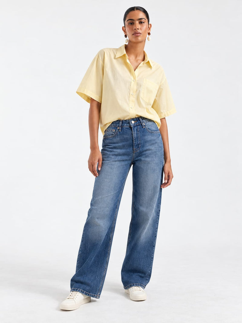 Ultra Comfort wide leg High waist Faded blue jeans Wide-leg CIZARO - Cizaro Jeans