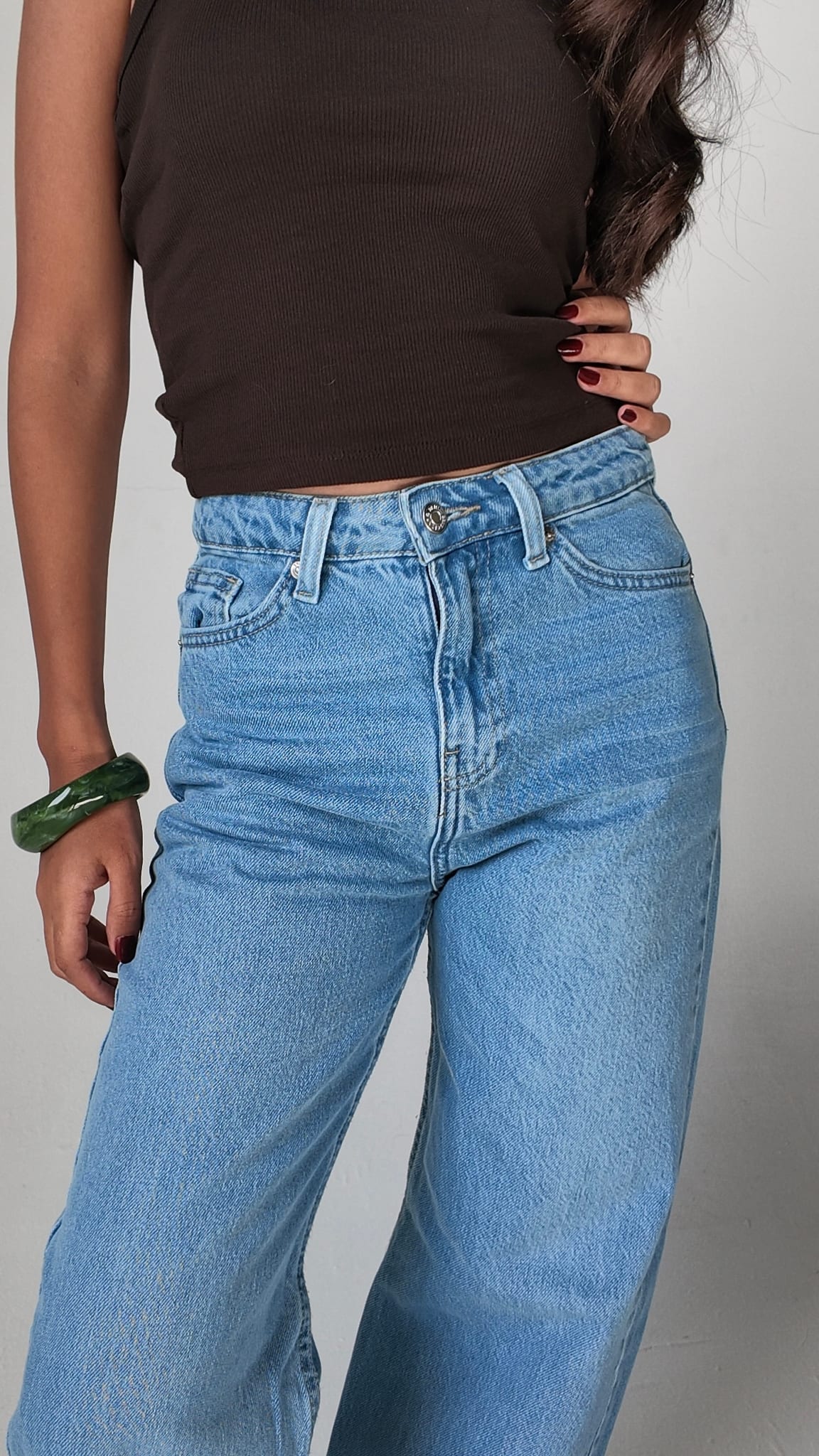 Wide-Leg High-Waist Light Wash Blue Jeans Wide-leg Cizaro - Cizaro Jeans