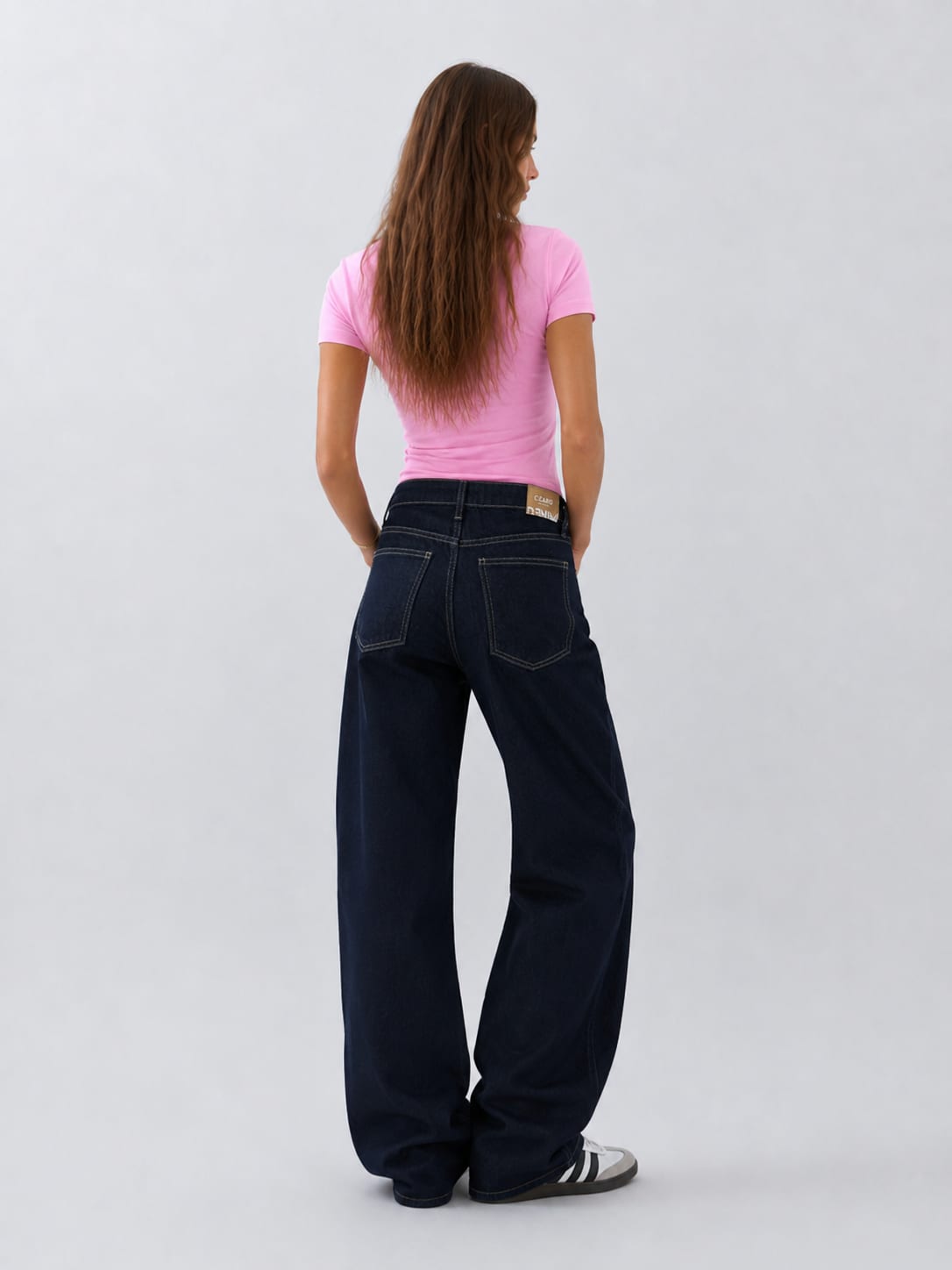 Wide-Leg High-Waist Dark Indigo Jeans