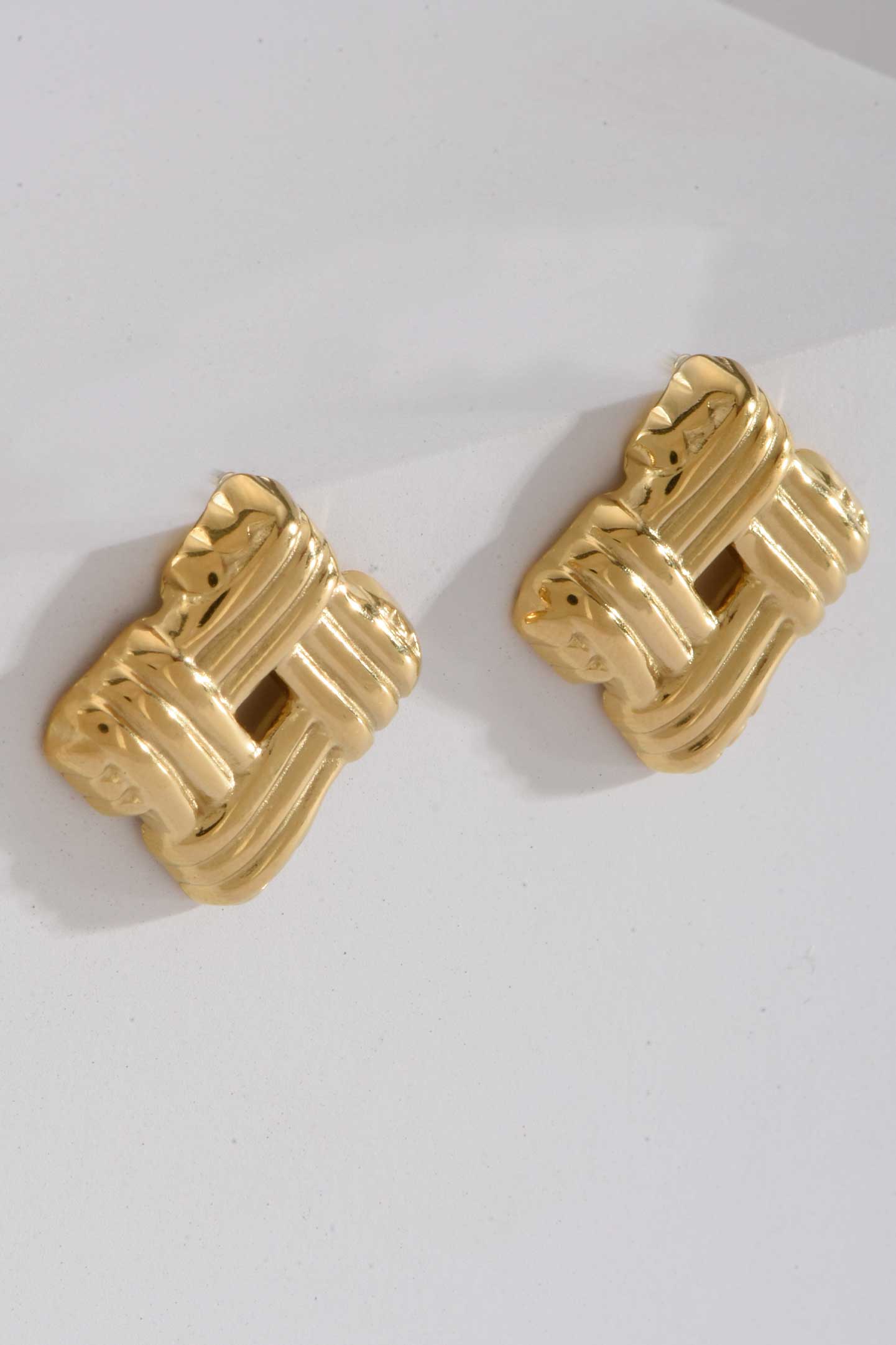 Stainless Steel Earrings | Sculpted Gold Geometric Studs EARRINGS Accessories - Cizaro Jeans