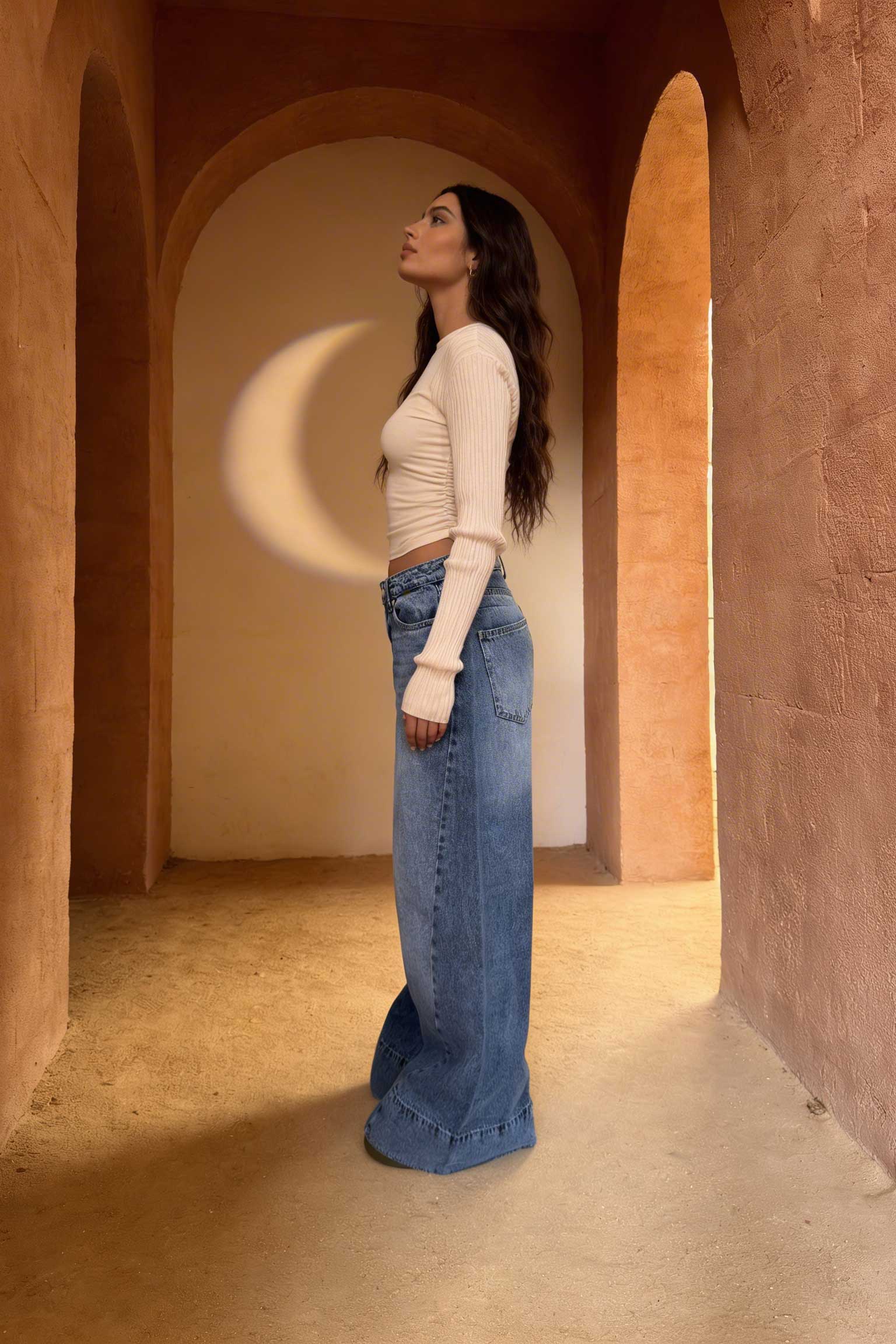 Extreme Wide-Leg – Mid-Rise Acid Blue Jeans Wide Leg CIZARO - Cizaro Jeans