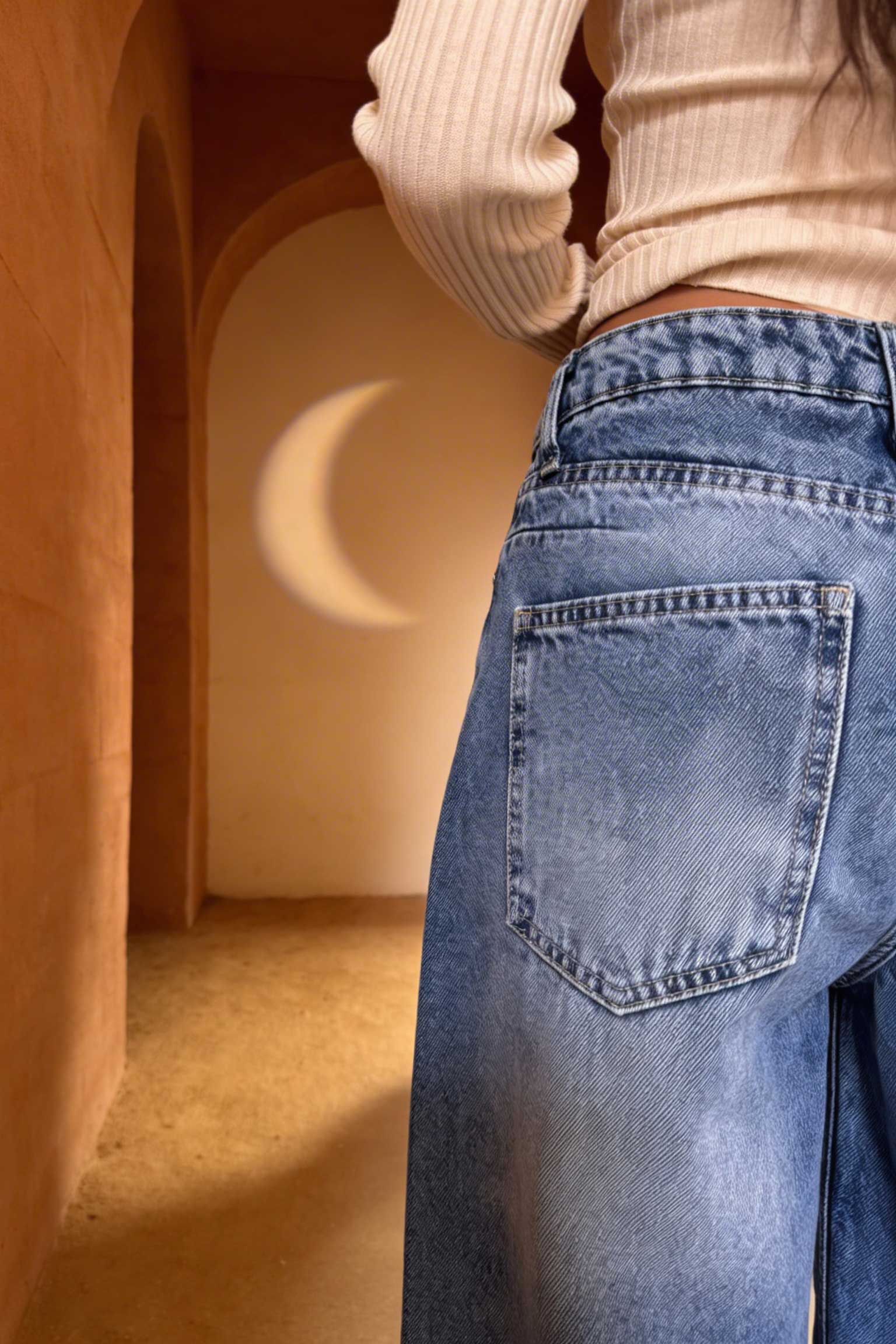 Extreme Wide-Leg – Mid-Rise Acid Blue Jeans Wide Leg CIZARO - Cizaro Jeans