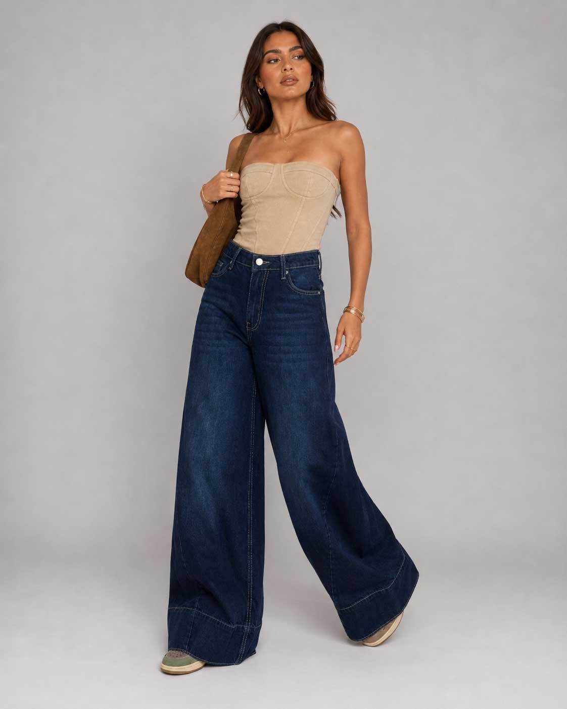 Extreme Wide-Leg – High-Waist Midnight Navy Jeans Extreme Wide Leg CIZARO - Cizaro Jeans