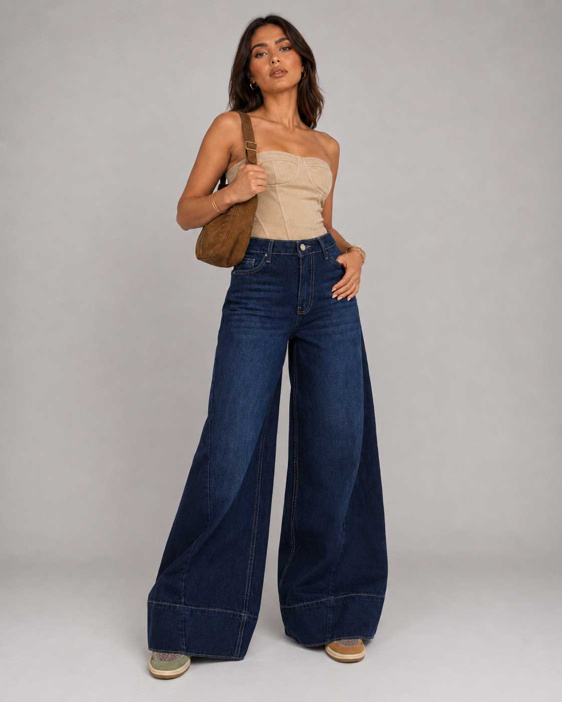 Extreme Wide-Leg – High-Waist Midnight Navy Jeans Extreme Wide Leg CIZARO - Cizaro Jeans