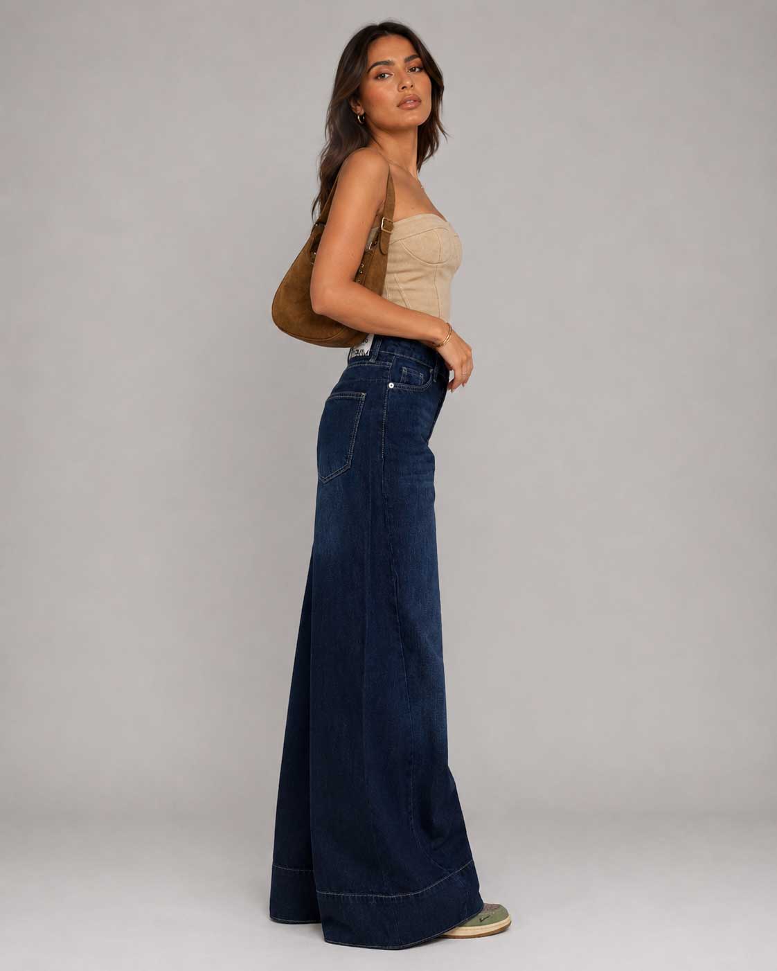 Extreme Wide-Leg – High-Waist Midnight Navy Jeans Extreme Wide Leg CIZARO - Cizaro Jeans
