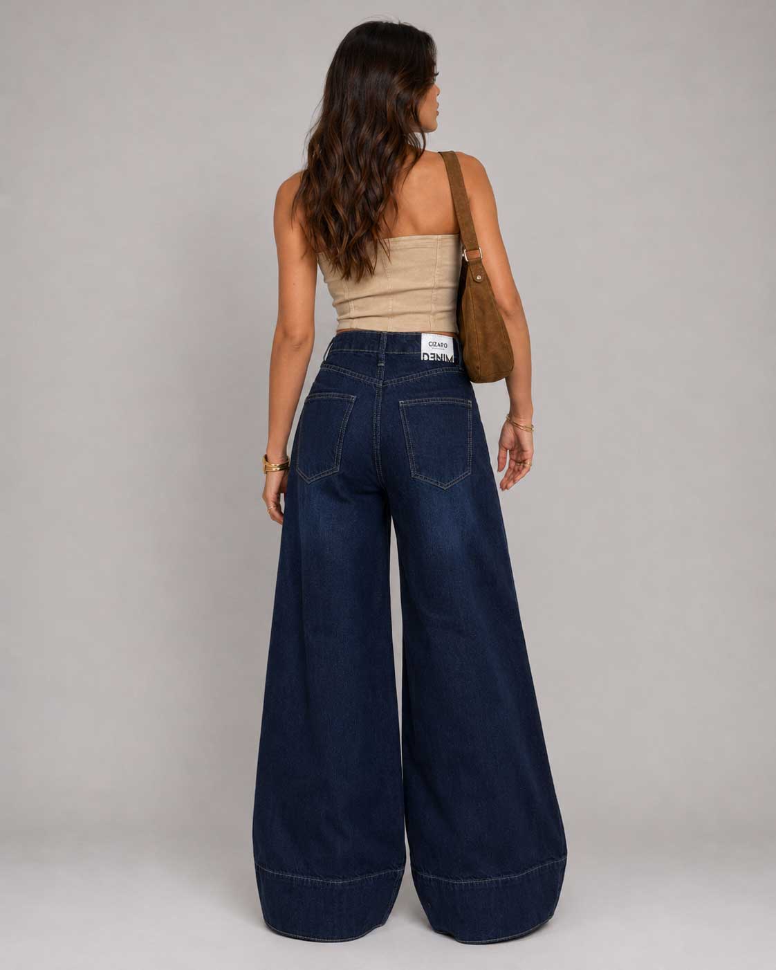 Extreme Wide-Leg – High-Waist Midnight Navy Jeans Extreme Wide Leg CIZARO - Cizaro Jeans