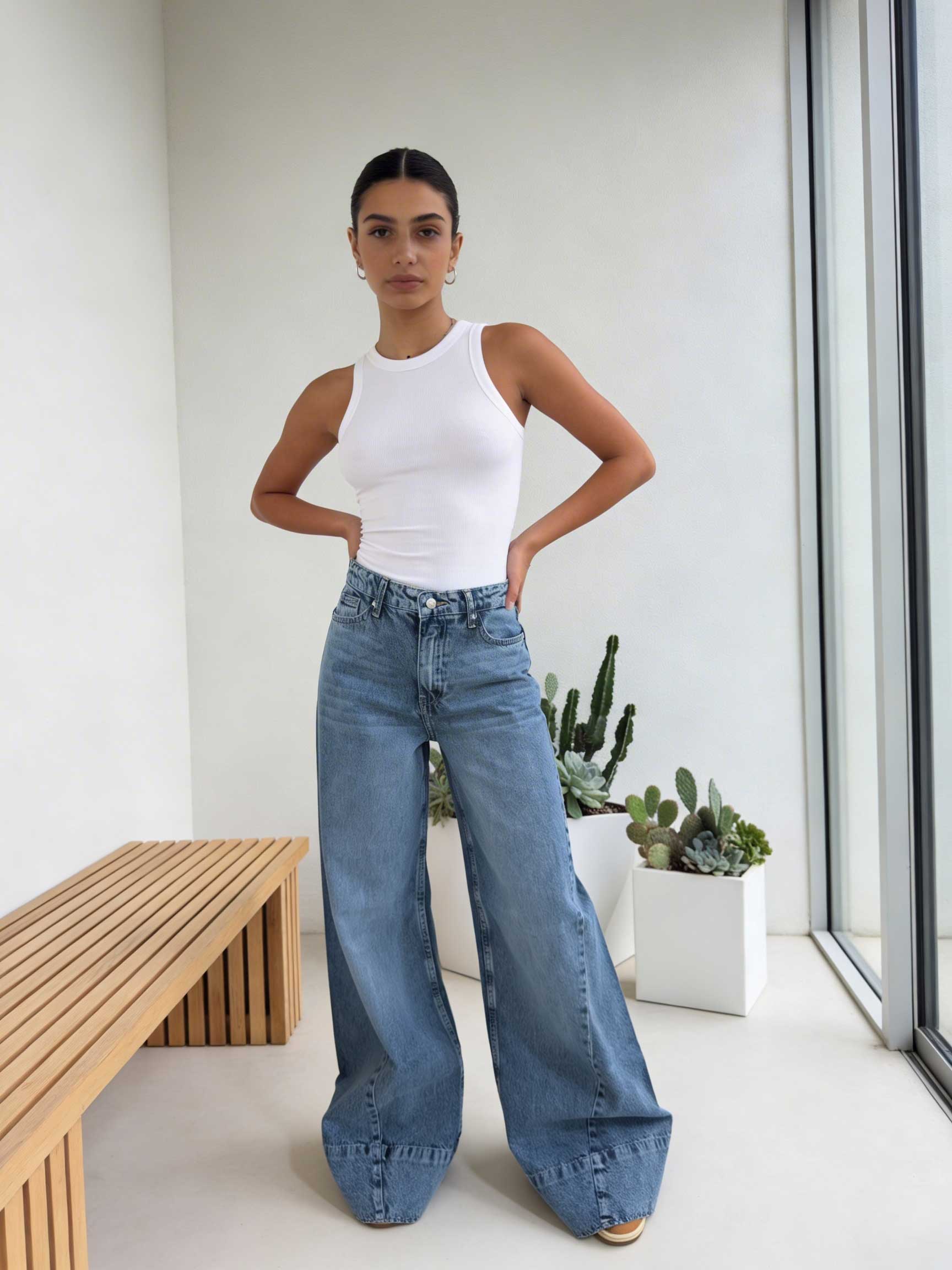 Extreme Wide-Leg – High-Waist Coastal Blue Jeans Extreme wide leg CIZARO - Cizaro Jeans