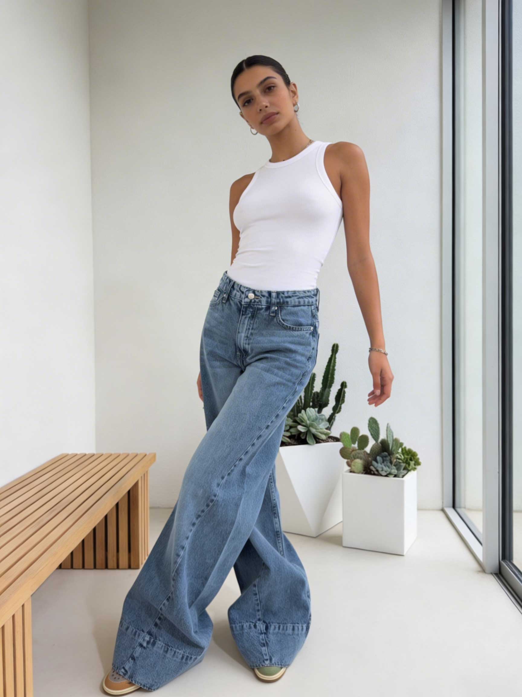 Extreme Wide-Leg – High-Waist Coastal Blue Jeans Extreme wide leg CIZARO - Cizaro Jeans