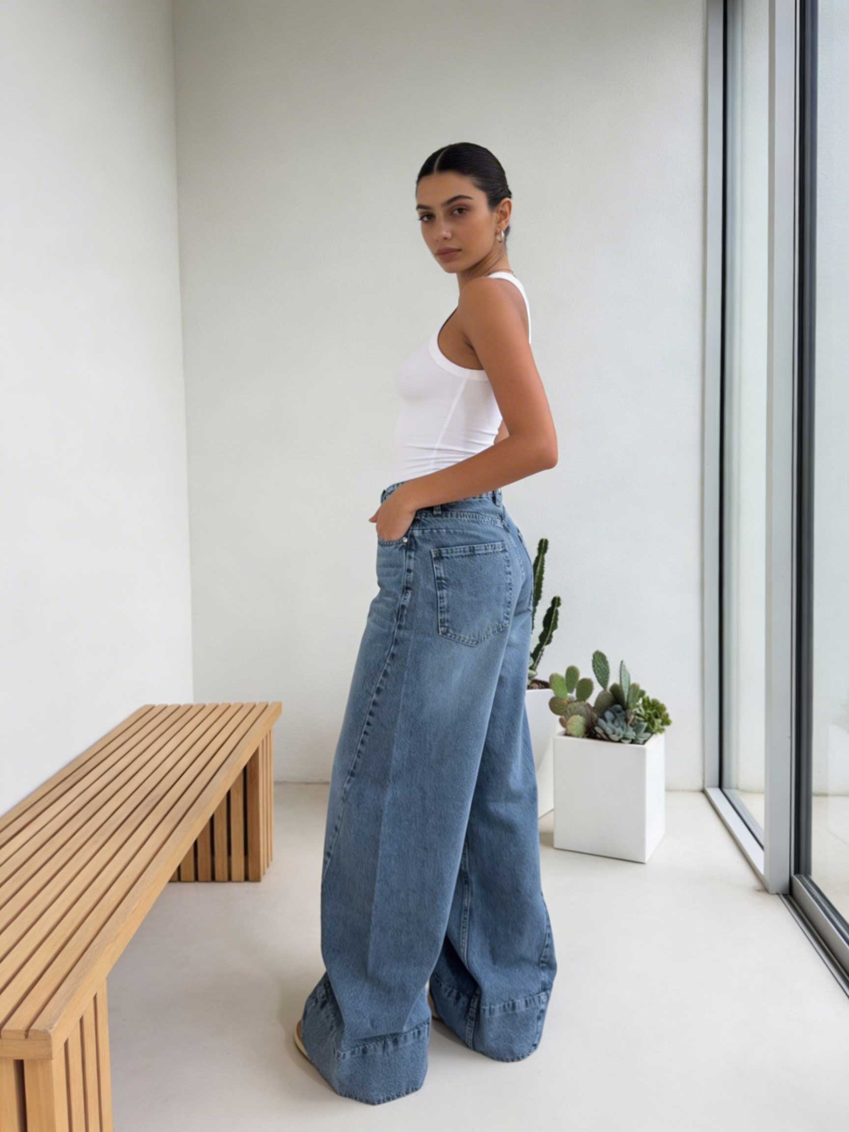 Extreme Wide-Leg – High-Waist Coastal Blue Jeans Extreme wide leg CIZARO - Cizaro Jeans