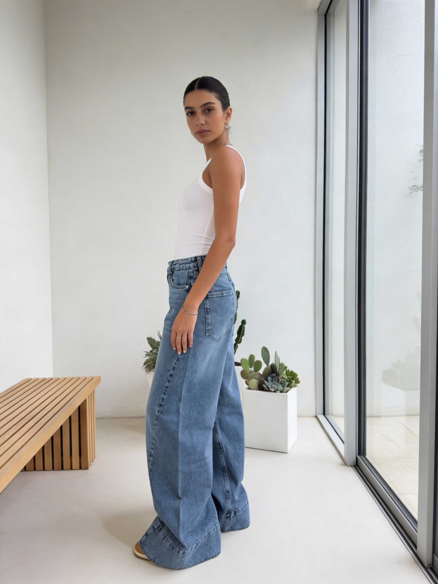 Extreme Wide-Leg – High-Waist Coastal Blue Jeans Extreme wide leg CIZARO - Cizaro Jeans