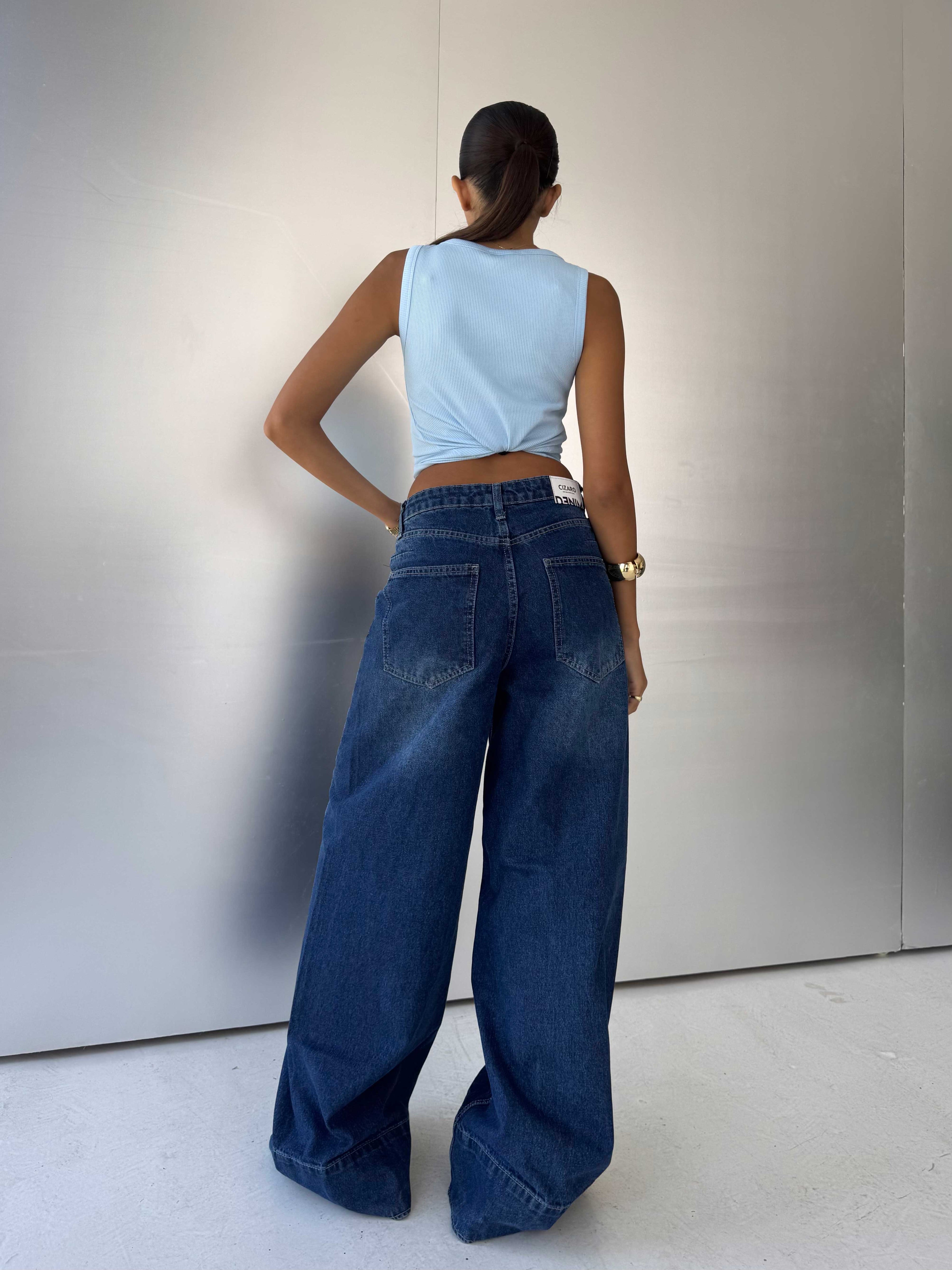 Extreme wide leg High waist Ocean blue jeans