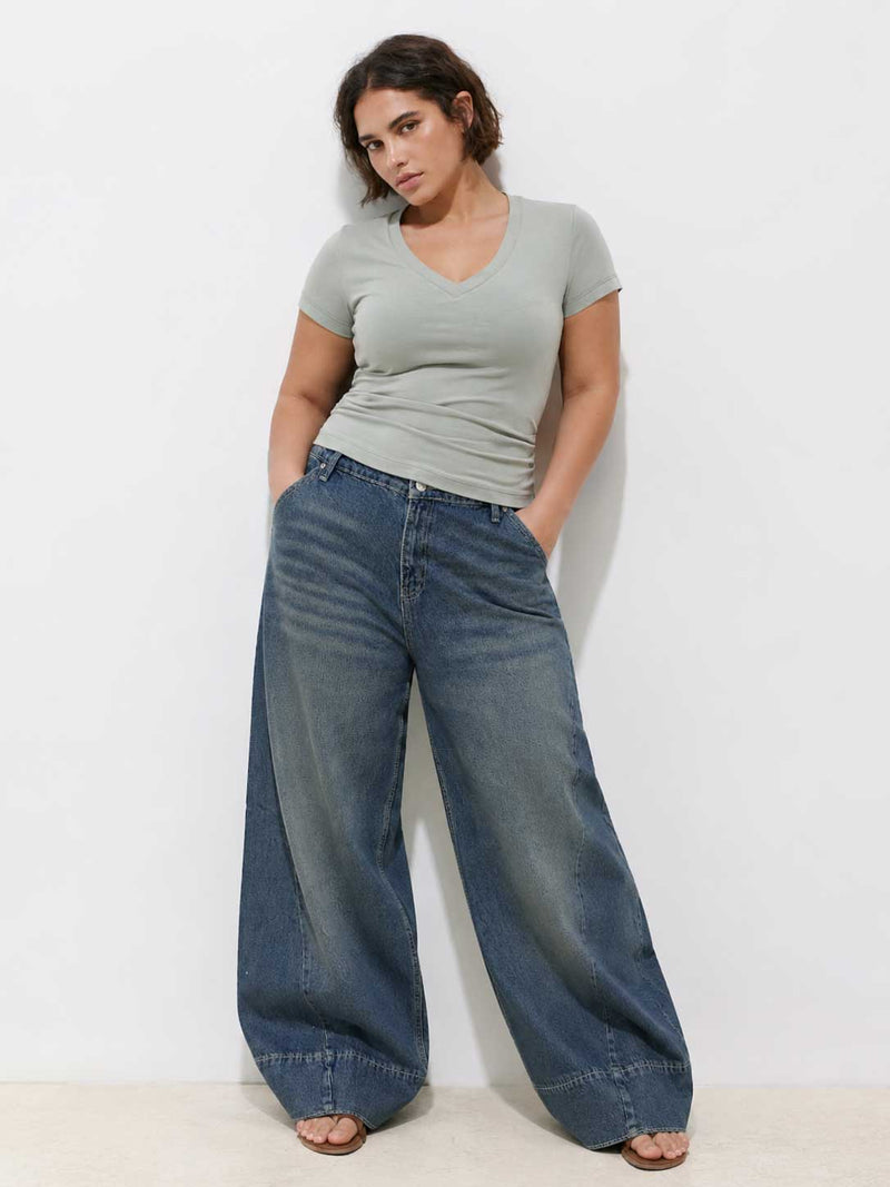 Extreme Wide-Leg – High-Waist Mid Vintage Blue Jeans Wide-leg CIZARO - Cizaro Jeans