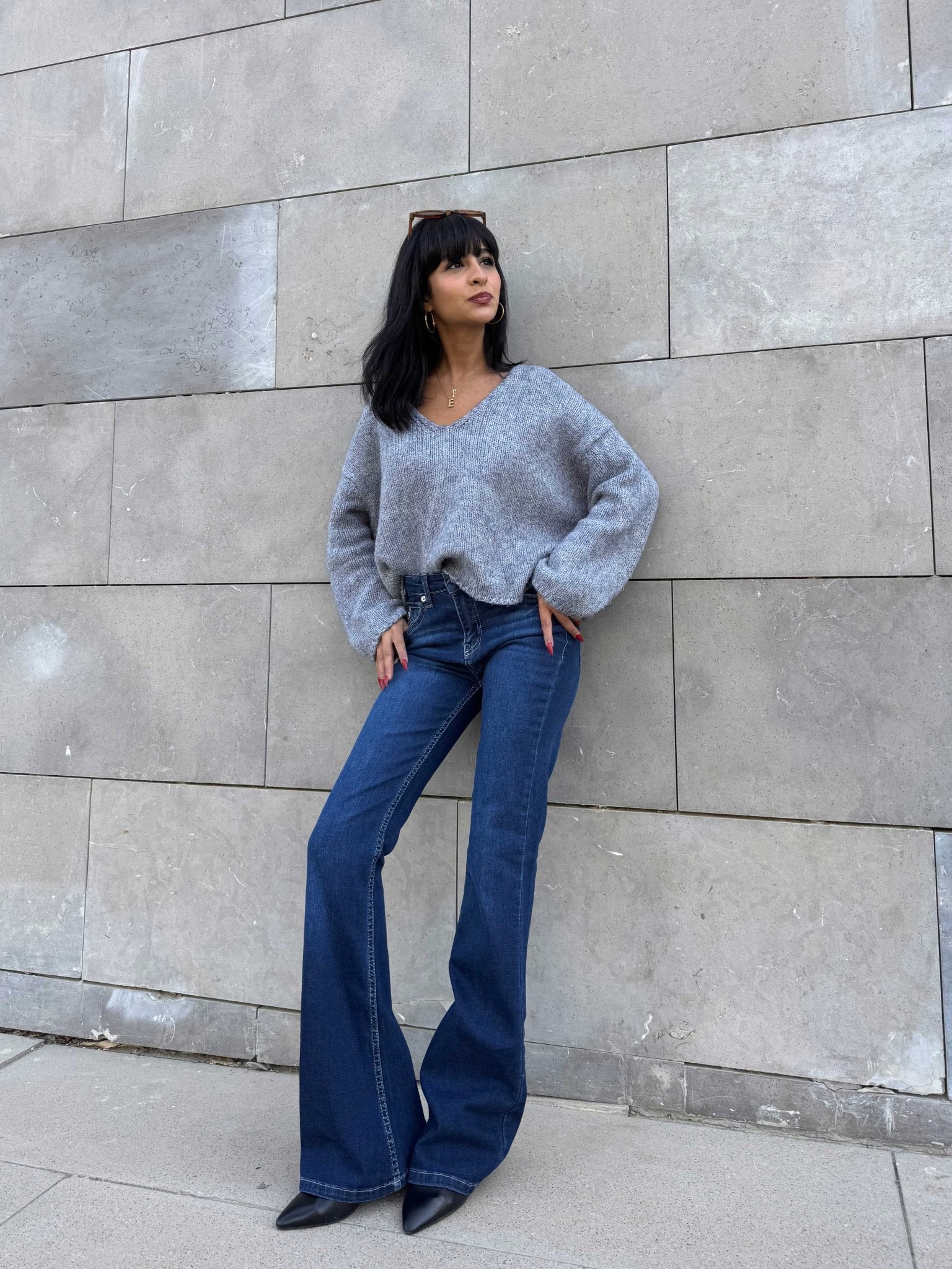 Flare – Low-Waist Navy Blue Jeans FLARE CIZARO - Cizaro Jeans