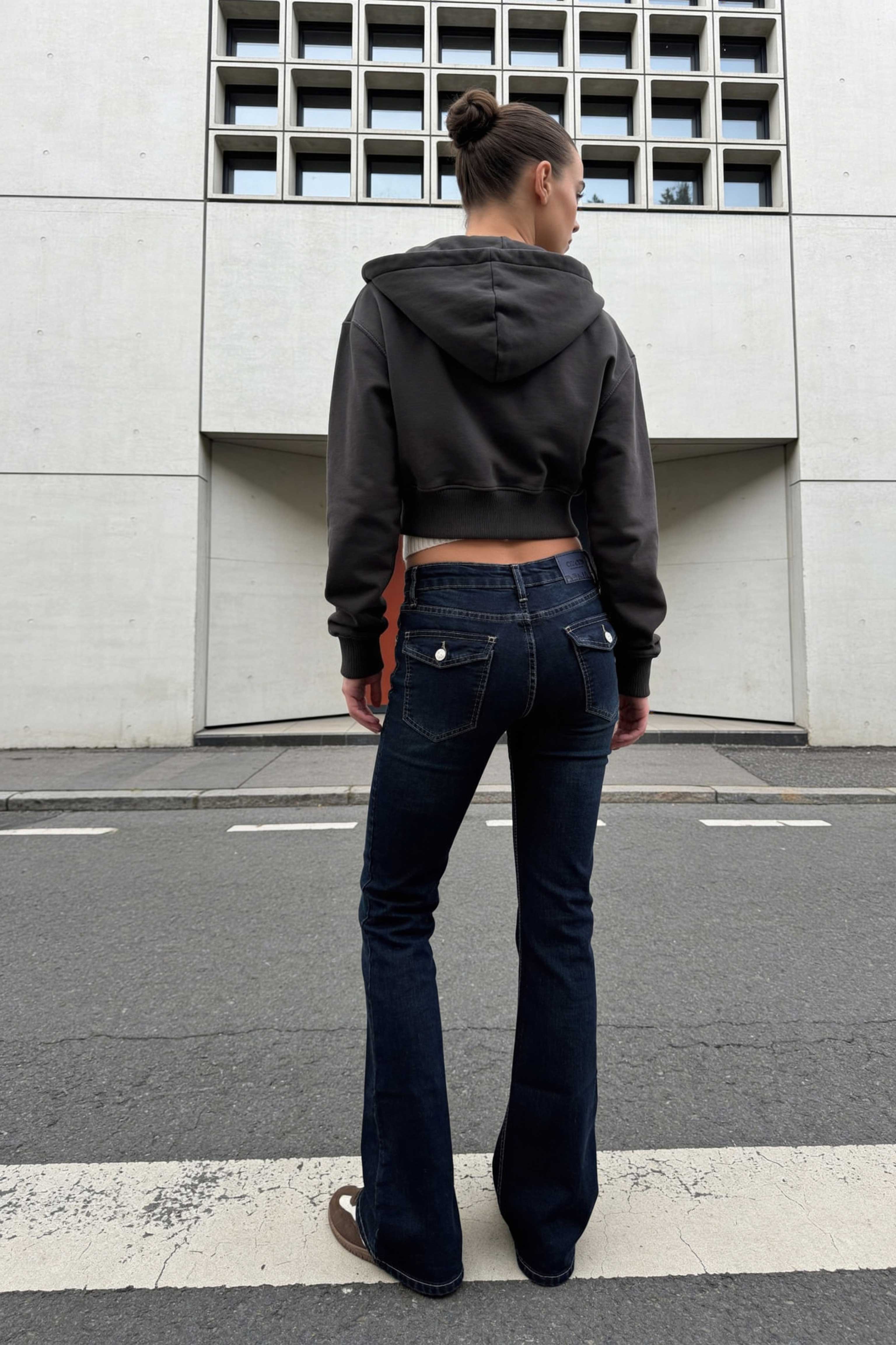 Flare – Low-Waist Deep Vintage Green Jeans Flare CIZARO - Cizaro Jeans