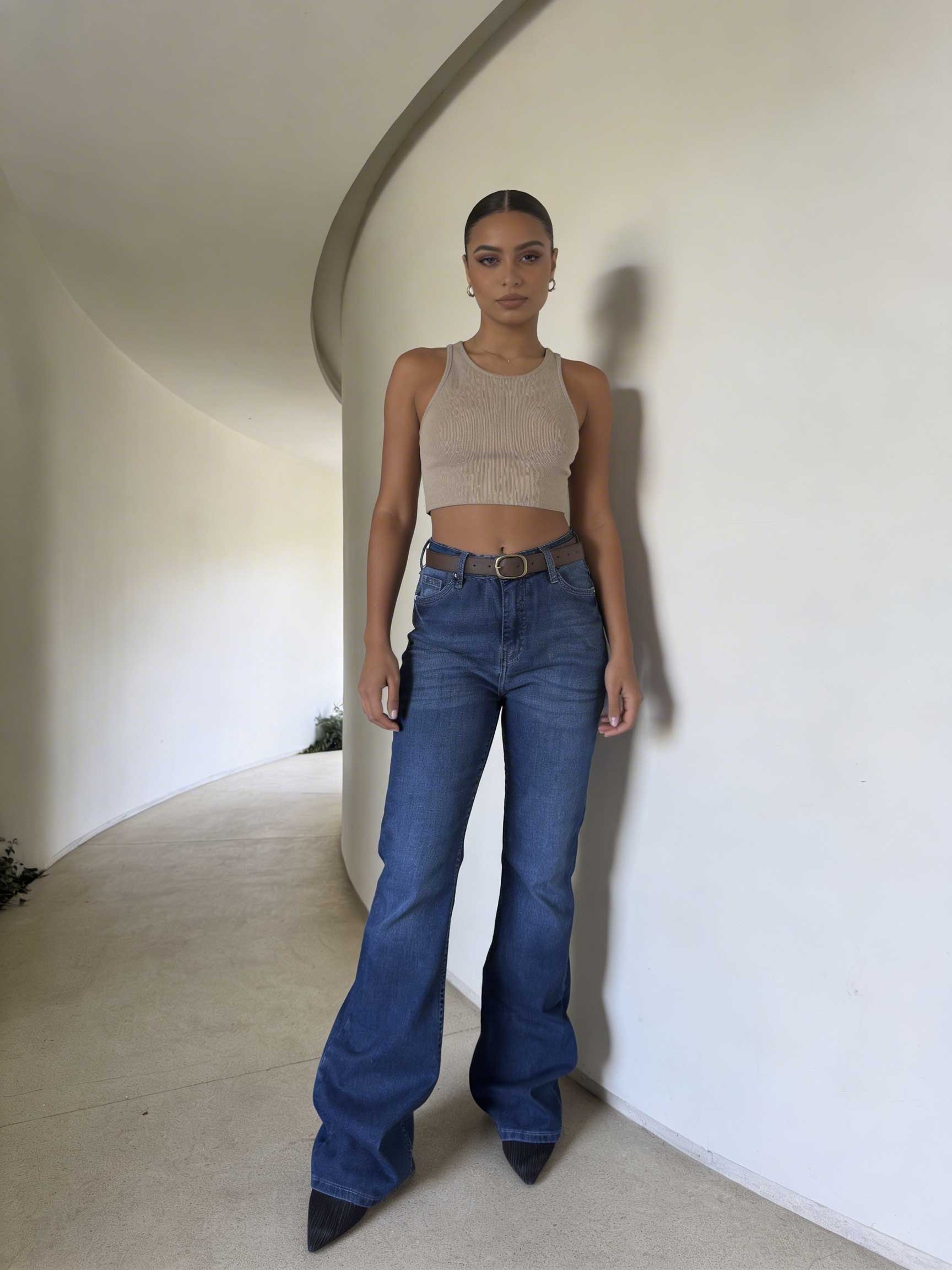 Flare High Waist – Ocean Blue Jeans flare CIZARO - Cizaro Jeans