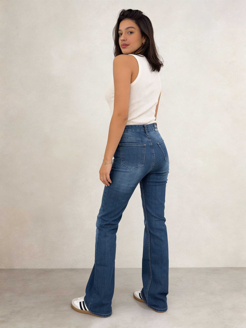 Flare – High-Waist Easy Washed Mid Blue Jeans Flare CIZARO - Cizaro Jeans