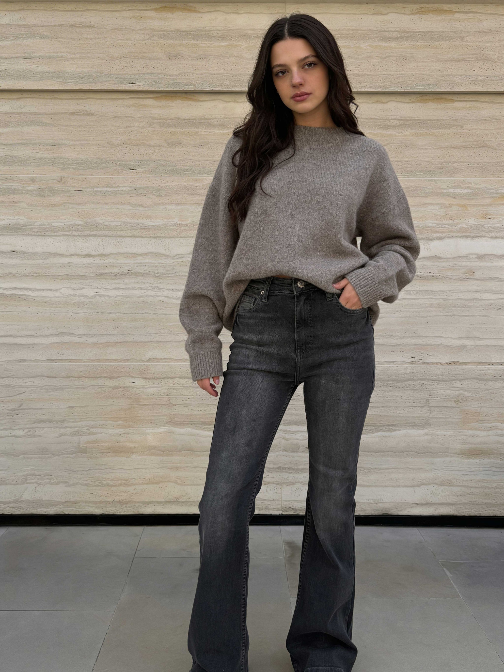 Flare - High-Waist Ash Black Jeans Flare CIZARO - Cizaro Jeans