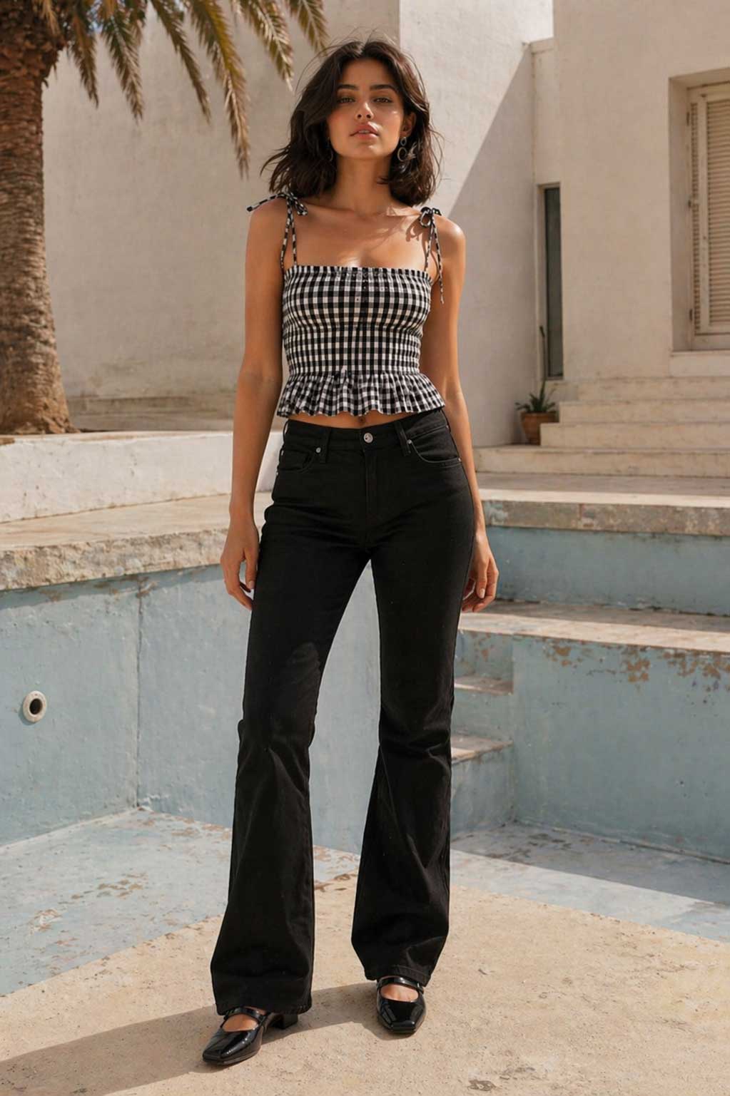 Flare – High-Waist Split Leg Black Jeans Flare CIZARO - Cizaro Jeans