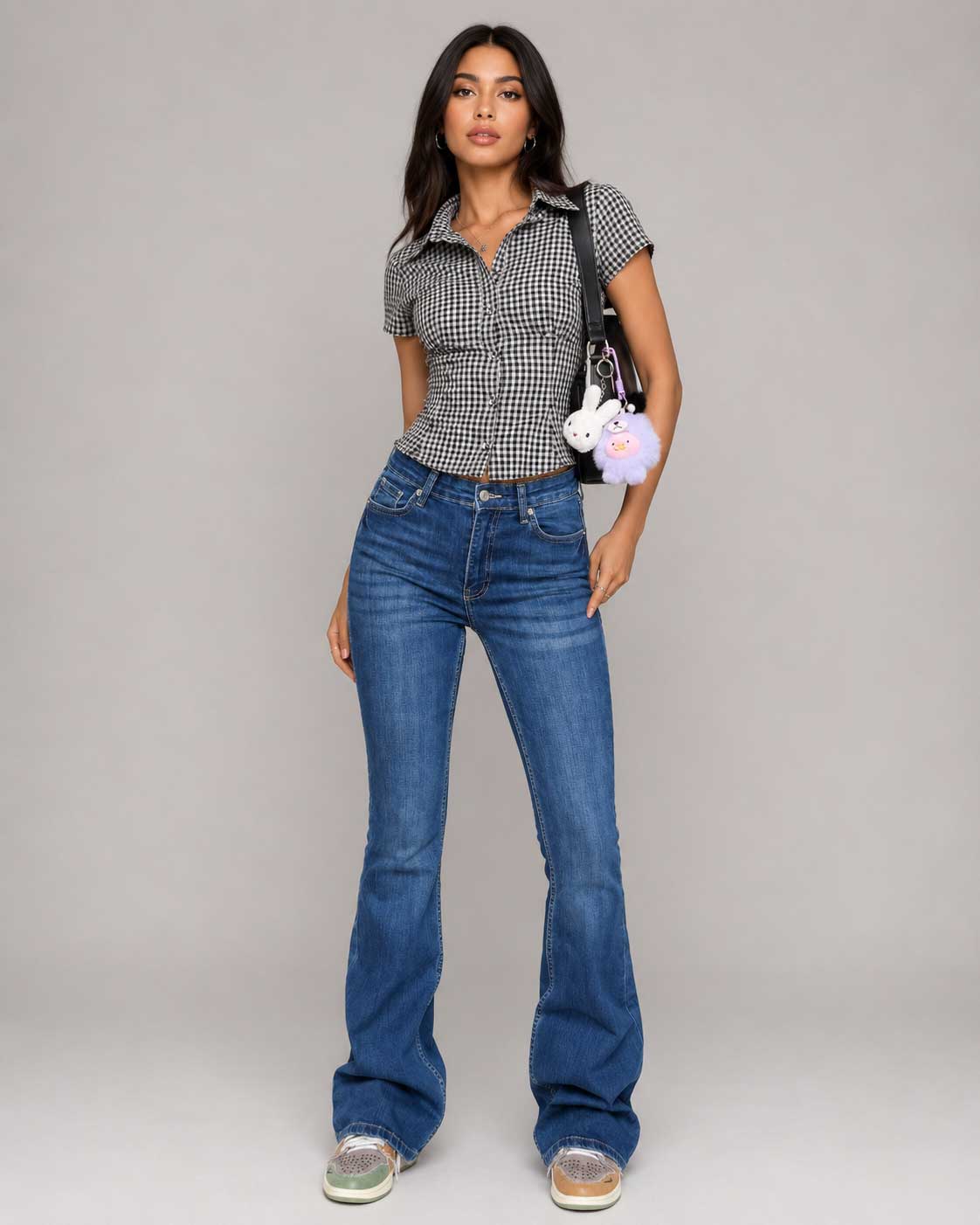 Flare High Waist – Mid Washed Blue Jeans flare CIZARO - Cizaro Jeans