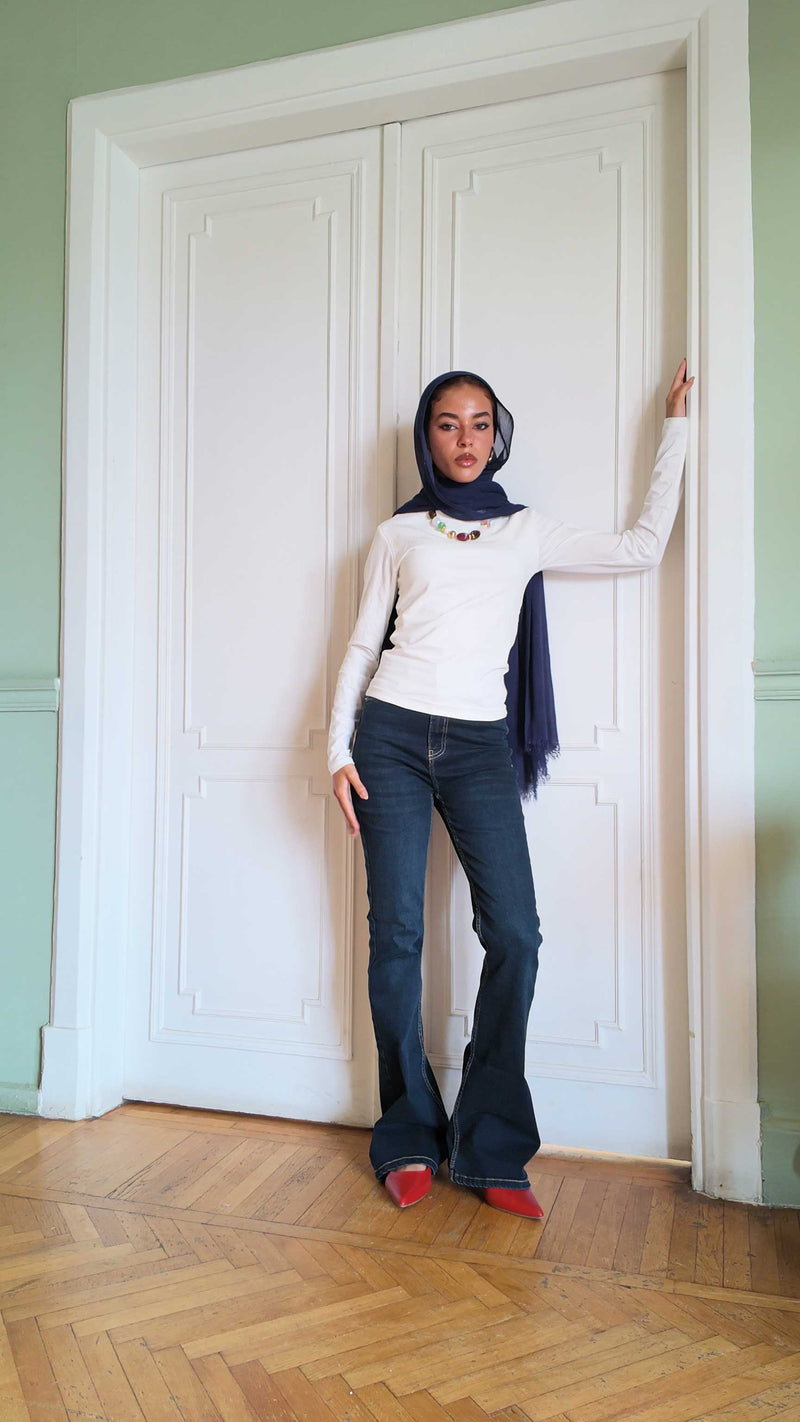 Slim Flare High-Waist Midnight Vintage green Jeans Flare CIZARO - Cizaro Jeans
