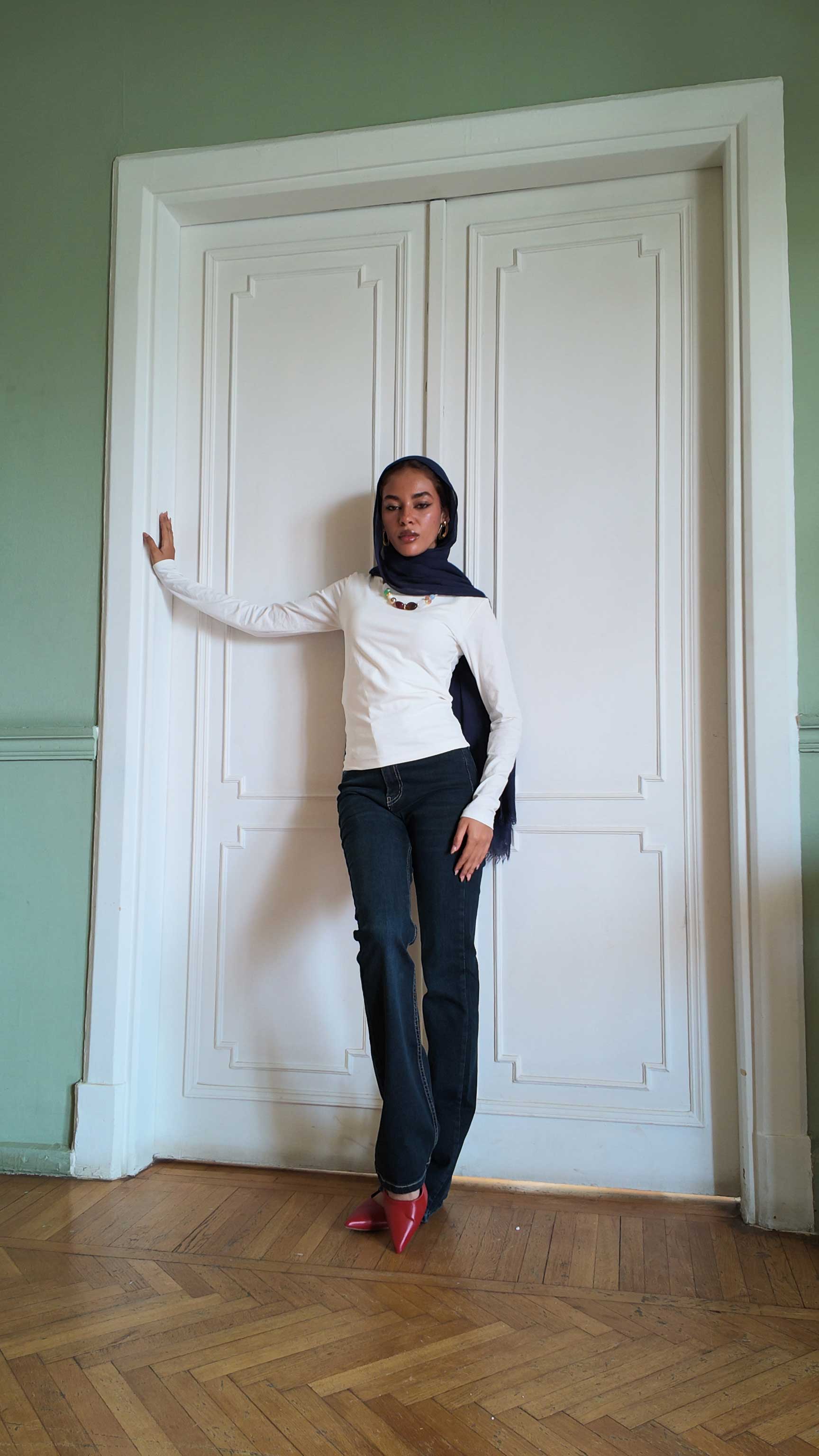 Slim Flare High-Waist Midnight Vintage green Jeans Flare CIZARO - Cizaro Jeans