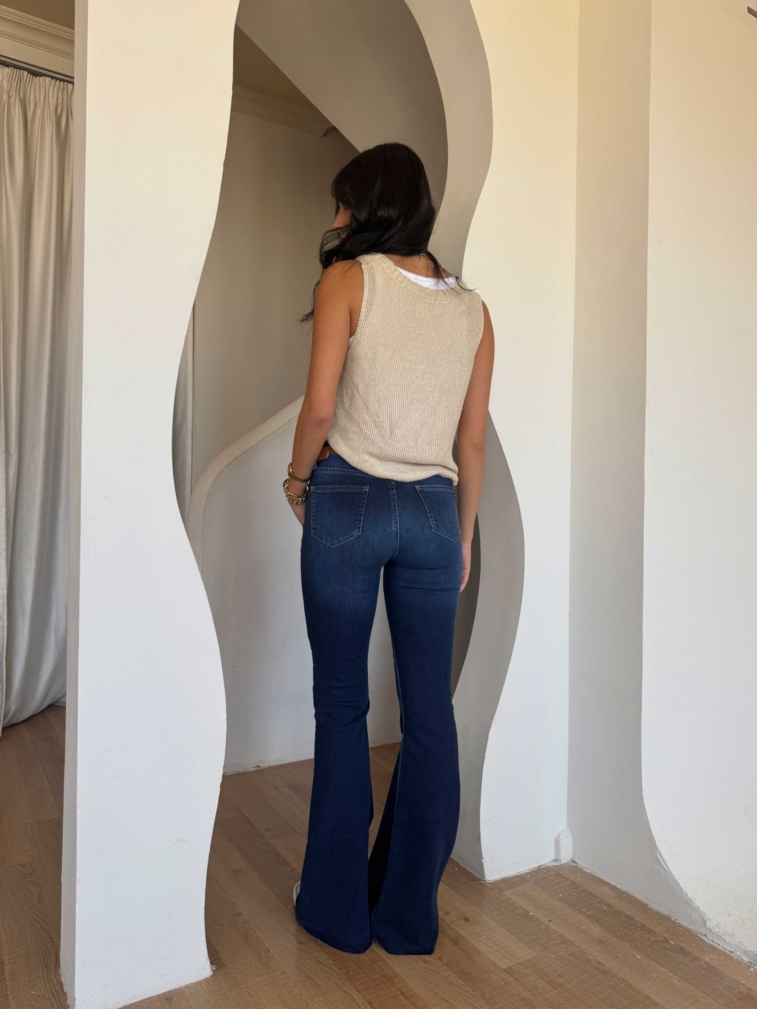 Super Flare – Mid Rise Ocean Blue Jeans Flare CIZARO - Cizaro Jeans