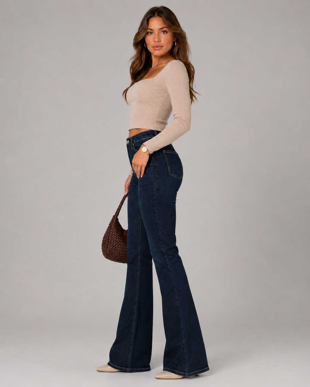 Flare High-Waist Deep Ocean Blue Jeans Flare CIZARO - Cizaro Jeans