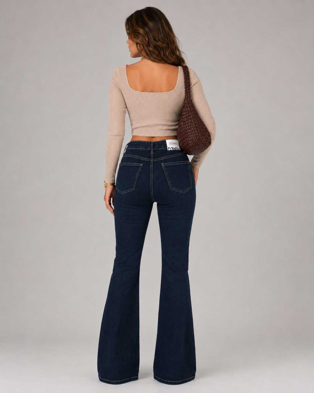Flare High-Waist Deep Ocean Blue Jeans Flare CIZARO - Cizaro Jeans
