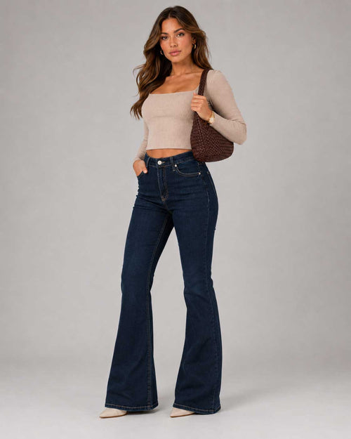 Flare High-Waist Deep Ocean Blue Jeans