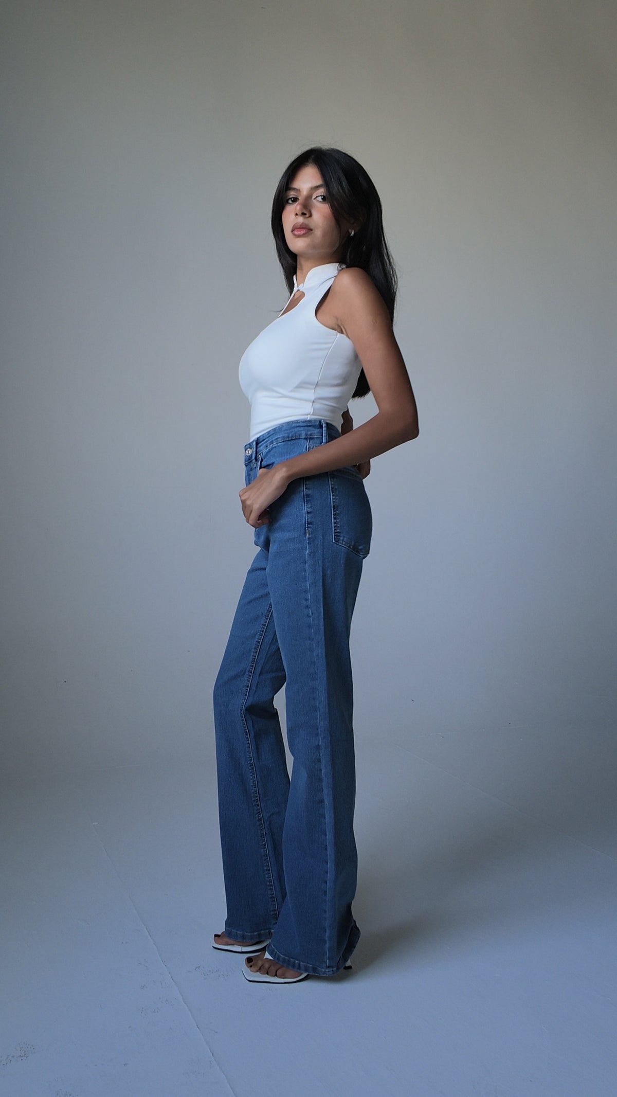 Flare High Waist – Marine Blue Jeans Flare CIZARO - Cizaro Jeans