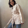 Jacket – Belted Oversized Beige Denim Jacket