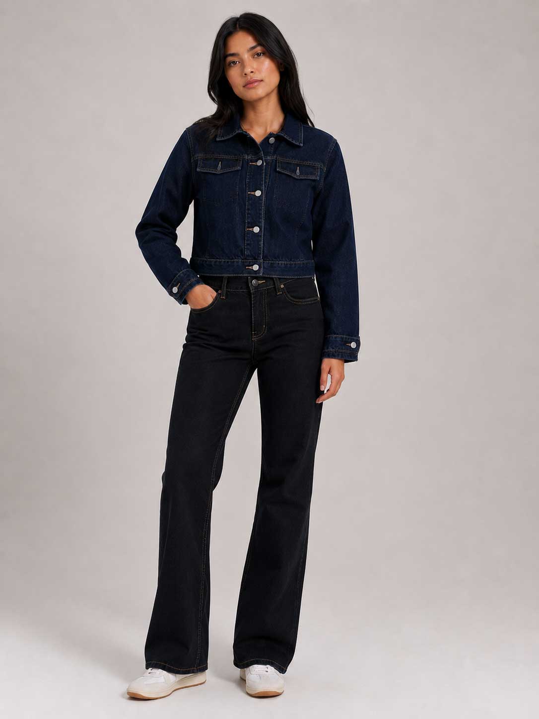 Denim Edge Cropped Jacket | Raw Denim Jacket CIZARO - Cizaro Jeans