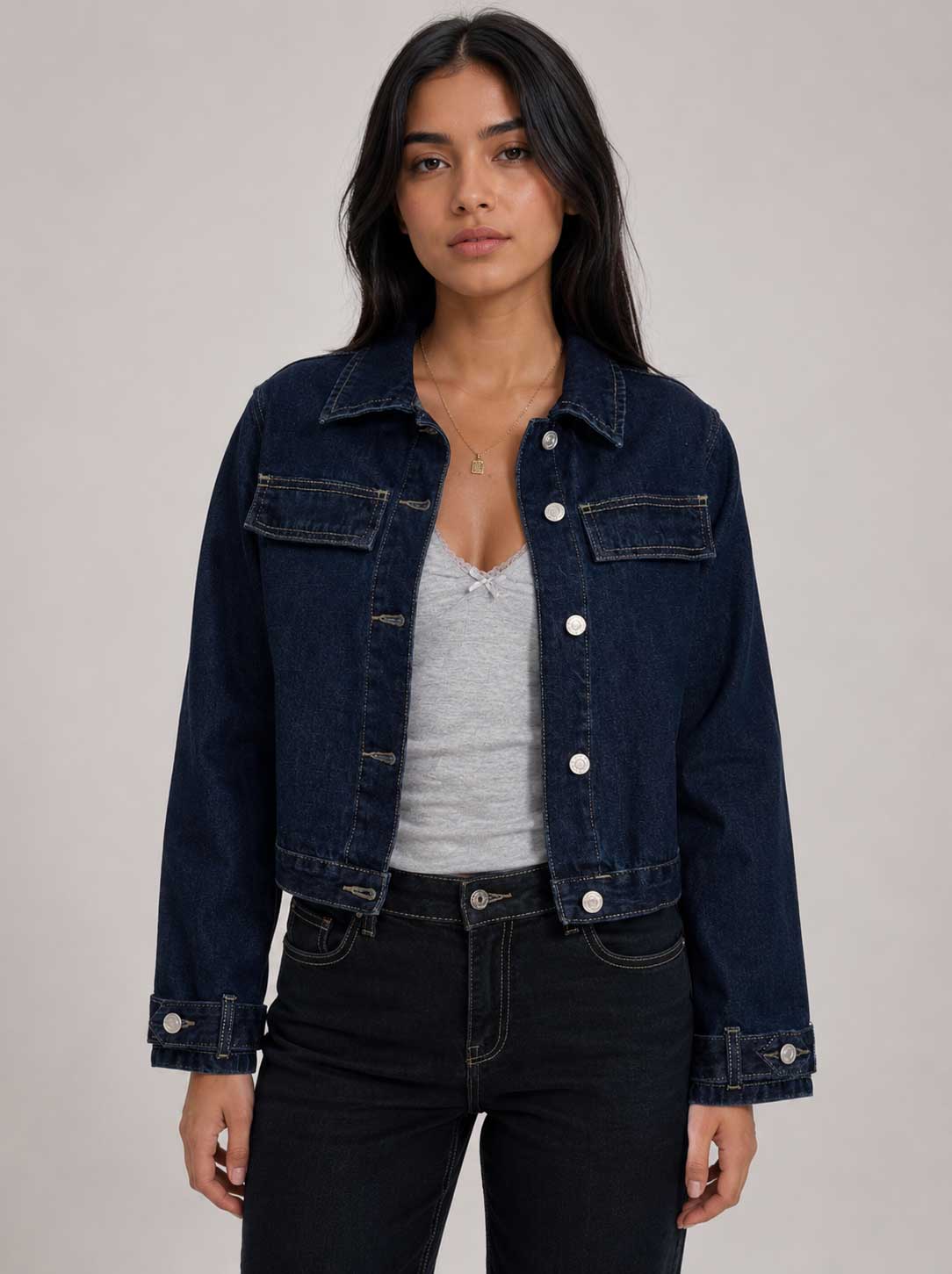 Denim Edge Cropped Jacket | Raw Denim Jacket CIZARO - Cizaro Jeans