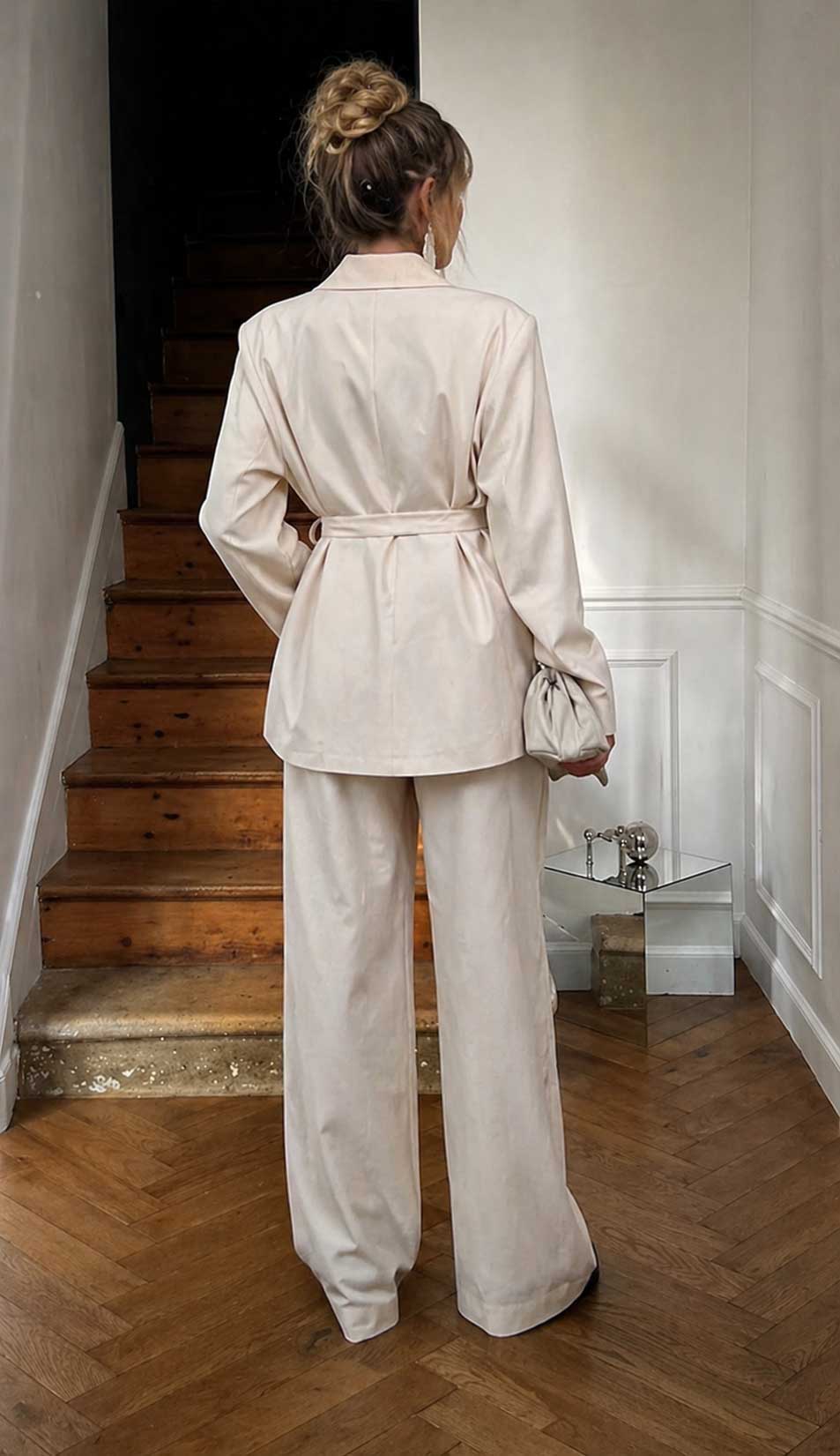 Oversized Belted Cardigan Ecru linen effect Shirt - Summer collection - linen sets CIZARO - Cizaro Jeans