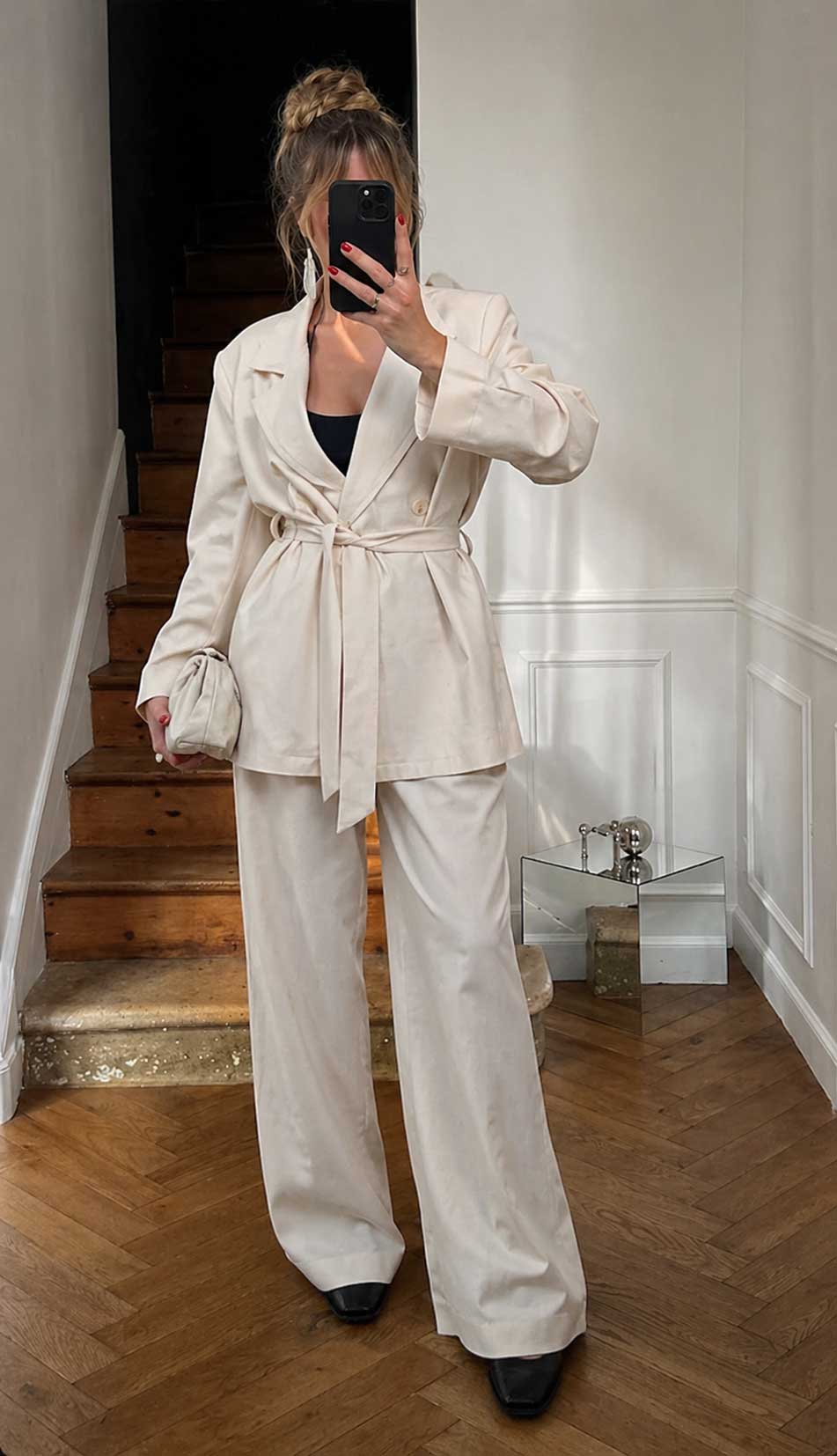 Oversized Belted Cardigan Ecru linen effect Shirt - Summer collection - linen sets CIZARO - Cizaro Jeans
