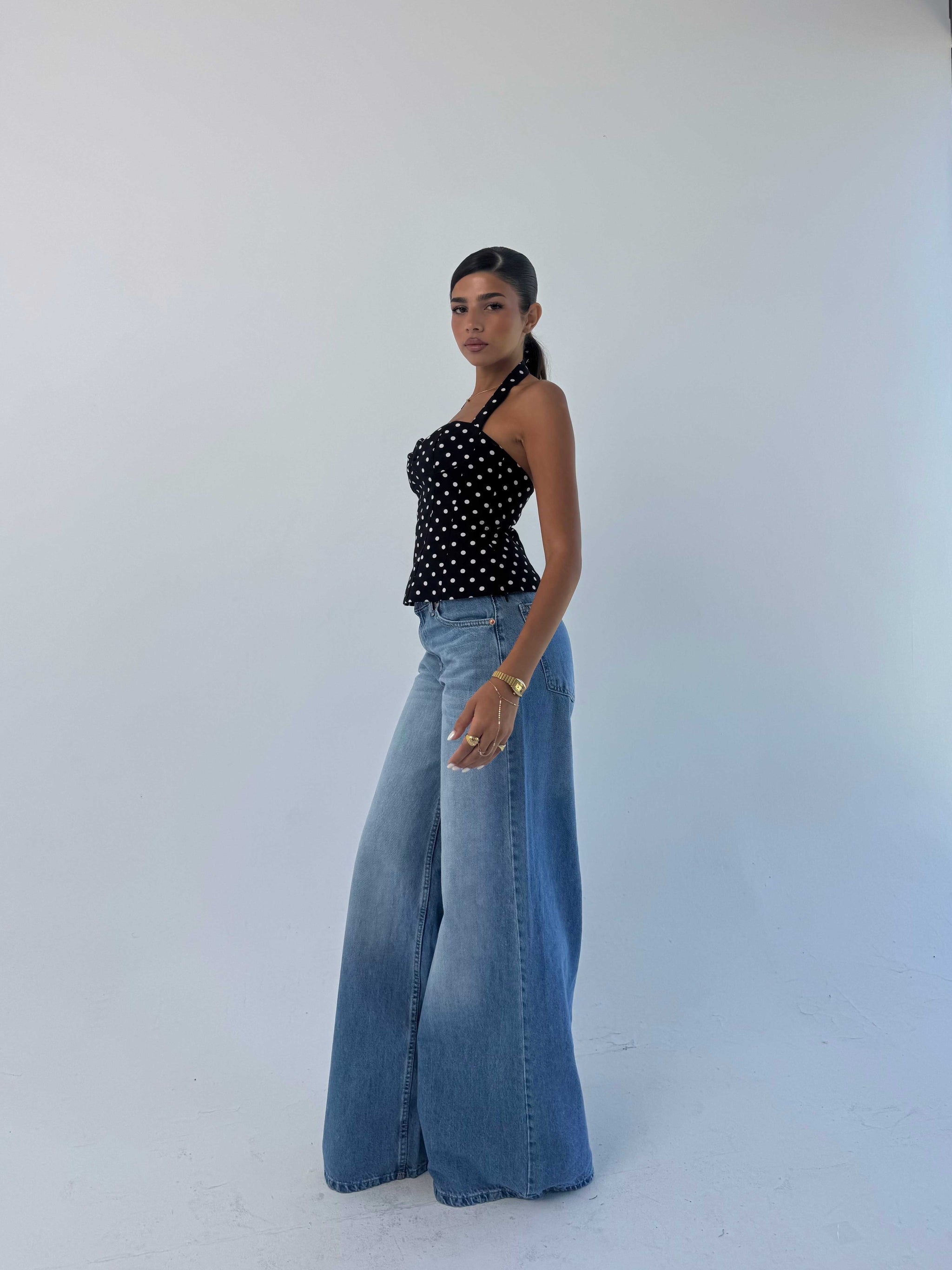 Loose baggy Mid Rise Light Wash blue jeans