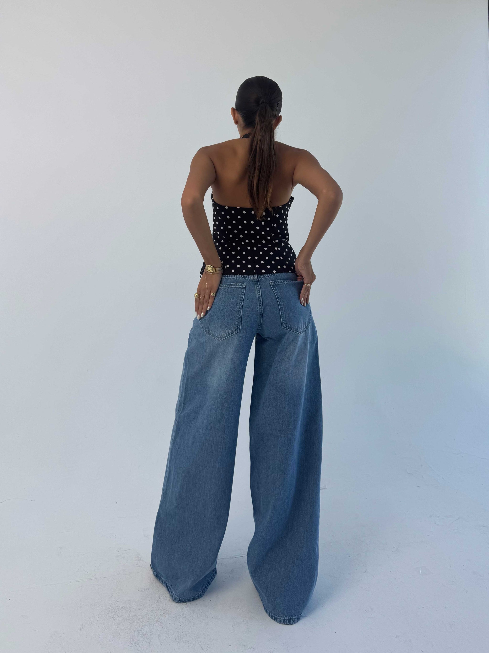 Loose baggy Mid Rise Light Wash blue jeans