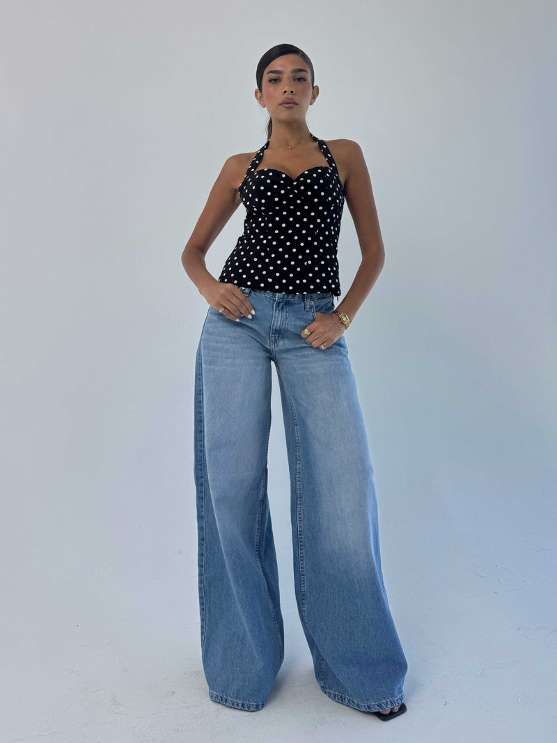 Loose baggy Mid Rise Light Wash blue jeans
