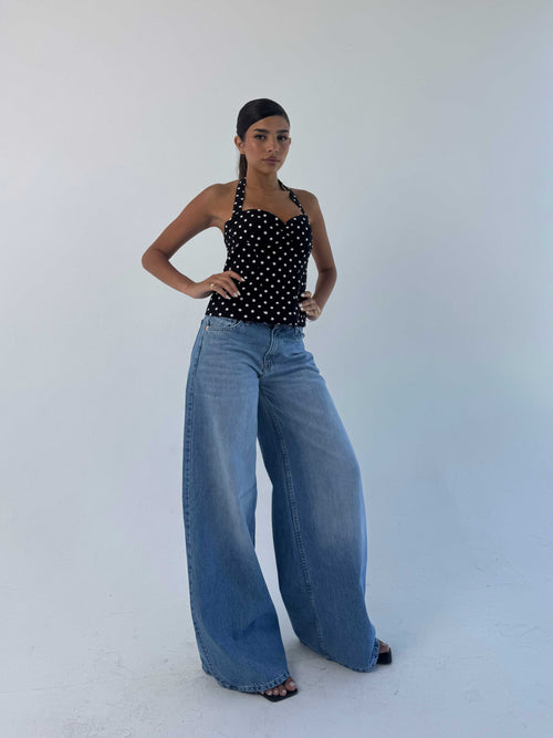 Loose baggy Mid Rise Light Wash blue jeans